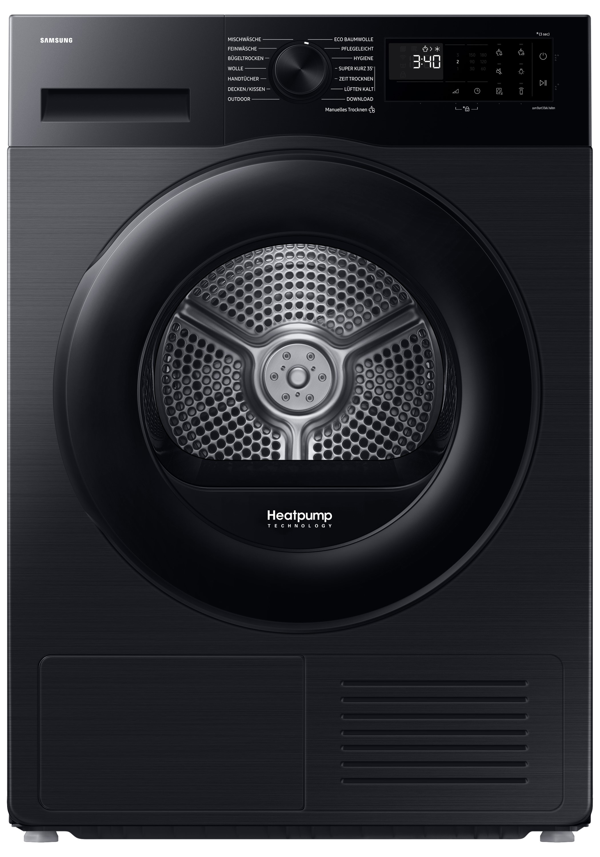 SAMSUNG Wärmepumpentrockner »DV9EDG52A0AEEG« DV5000D 9 Optimal Dry ‐ Intelligent Trocknen mit Sensoren schwarz Air Refresh - Schnell Auffrischen...