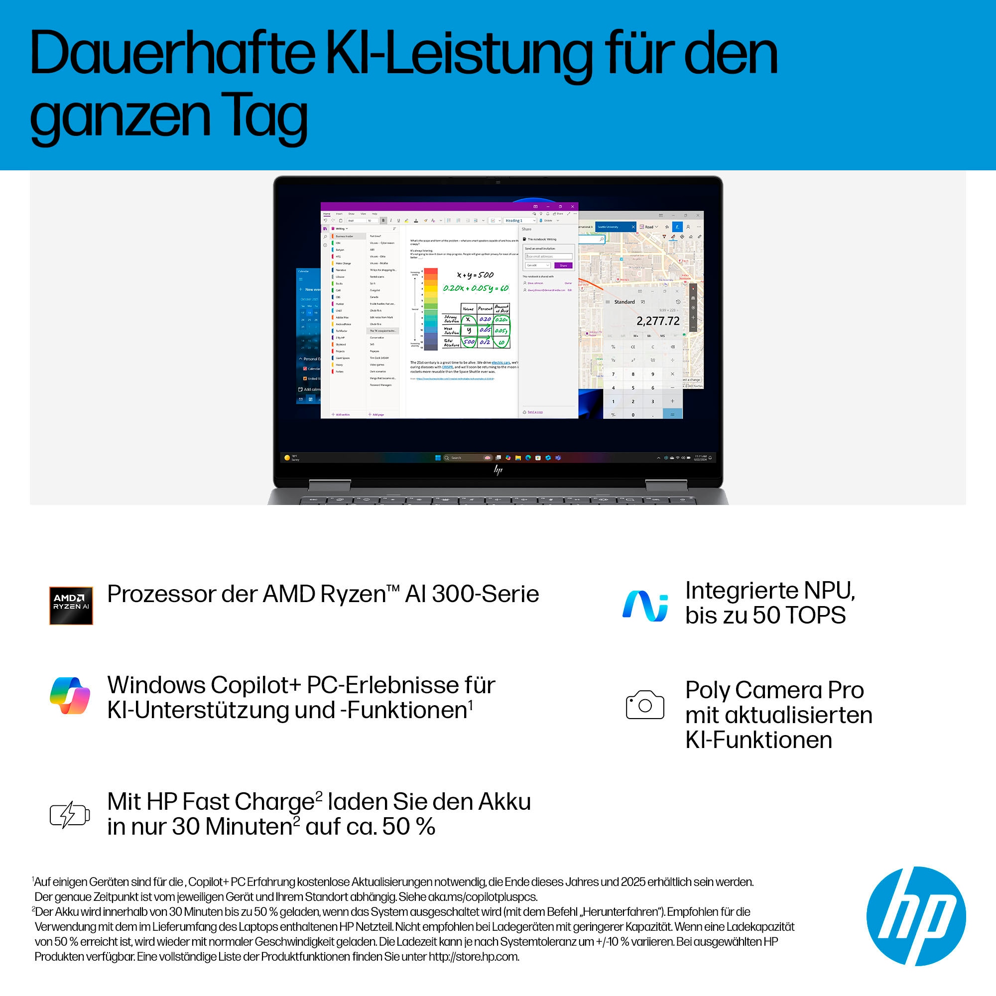 HP Convertible Notebook »OmniBook X Flip 14-fk0252ng«, 35,6 cm, / 14 Zoll, AMD, Ryzen™ AI 5, Radeon, 512 GB SSD