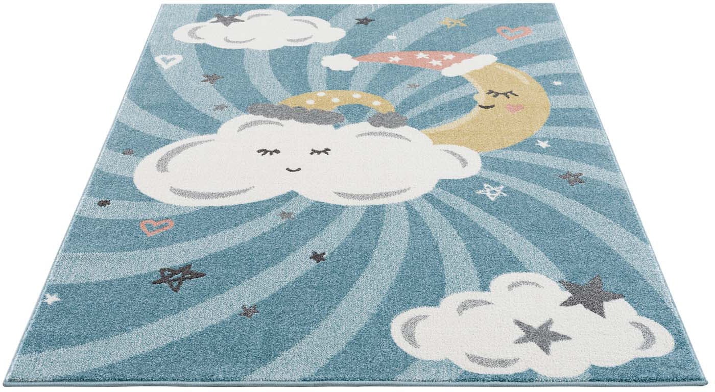 Carpet City Kinderteppich »Anime9380«, rechteckig, Teppich Mond, Wolken, Sterne, Weicher Flor