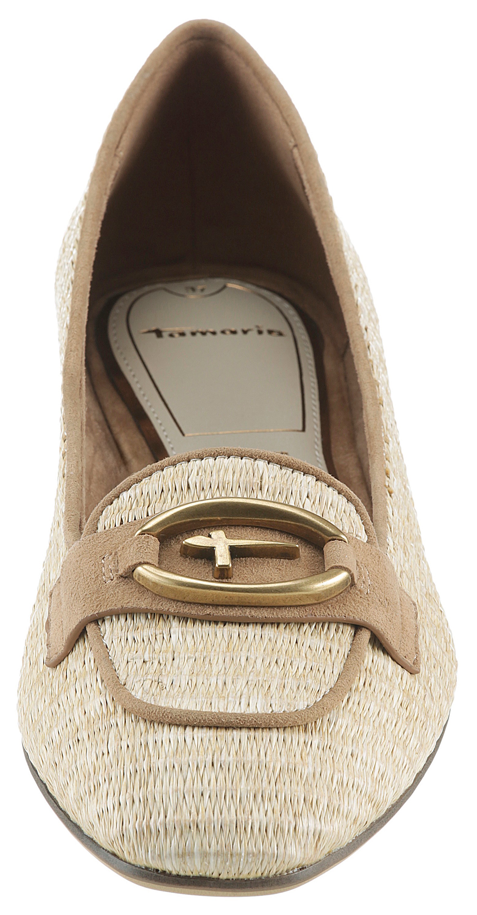 Tamaris Ballerina, Blockabsatz, Schlupfschuh, Businessschuh mit Tamaris-Schmuckelement