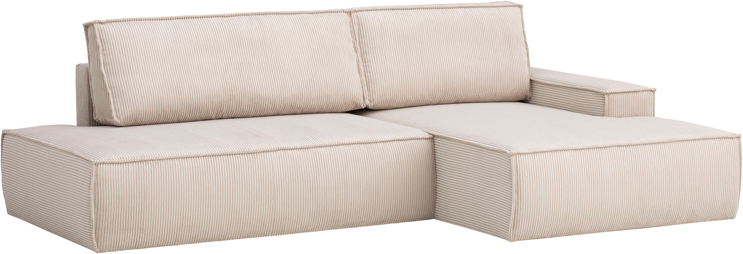 Home affaire Ecksofa »SHERWOOD, Schlafsofa in L-Form offen (275cm), Cord, Leinenoptik«, Schlaffunktion und Bettkasten, Kedernaht, hoher Sitz- & Liegekomfort