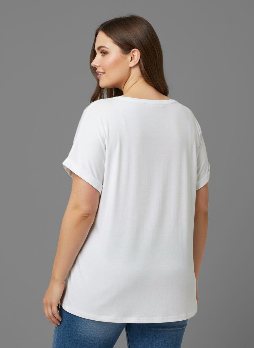 Laura Scott CURVE T-Shirt 2 Stk. tlg. im 2er Pack mit modischem Ärmelaufschlag - GROSSE GRÖSSEN