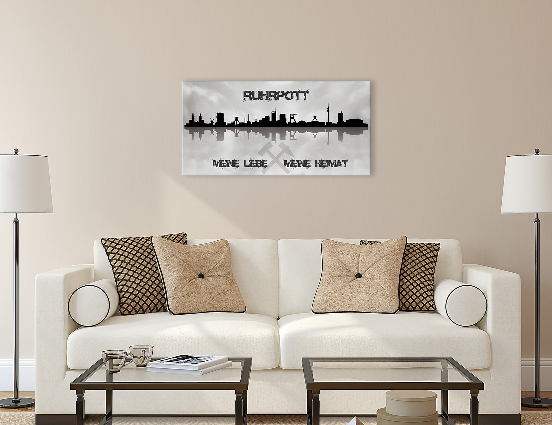 Bönninghoff Leinwandbild »Wandbild RUHRGEBIET 50x100 cm – Leinwandbild Keilrahmen Deko modern« Skyline | Sprüche & Texte | Stadt 1 Stk. tlg. auf Keilrahmen gespannt