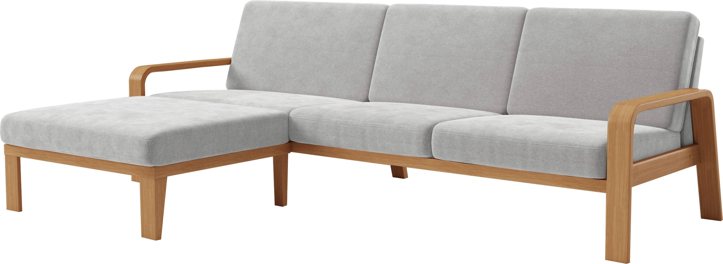 sit&more Ecksofa »Kolding L-Form«, Armlehnen aus eichefarbigem Buchenholz, verschiedene Bezüge und Farben
