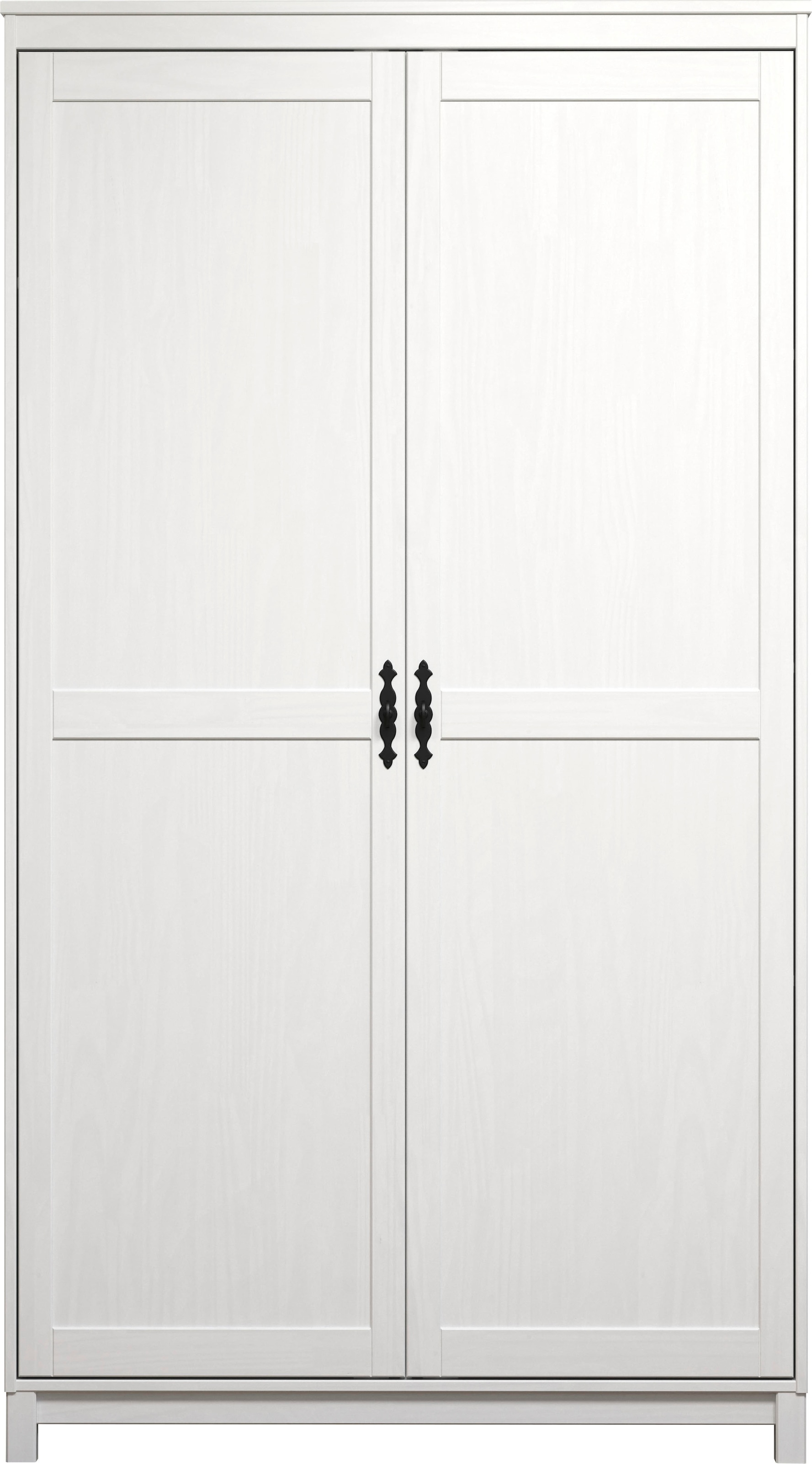 Home affaire Kleiderschrank »Sandnes Kieferschrank Schlafzimmer Schrank TOPSELLER weiß«, (1 St., natürlicher Landhaus-Look B/T/H = 108x60x194cm), Massivholz Schlafzimmerschrank mit besonderen Metallgriffen
