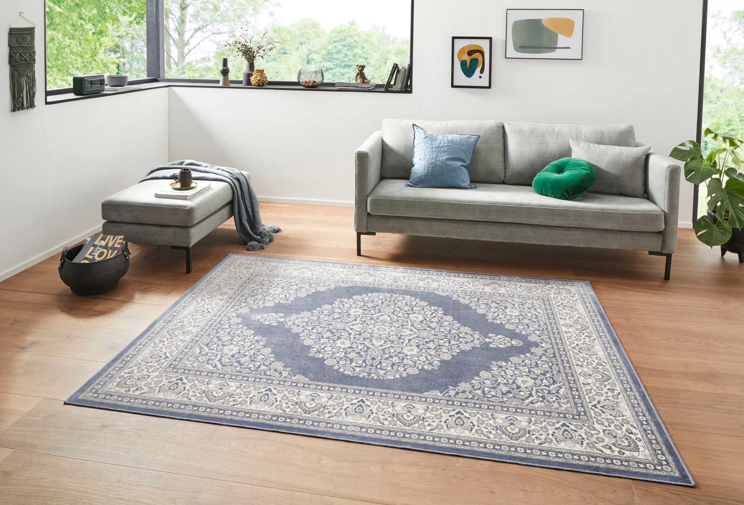 Home affaire Teppich »Mace«, rechteckig, 6 mm Höhe, Samt, Orientalisches Design, Gekettelt