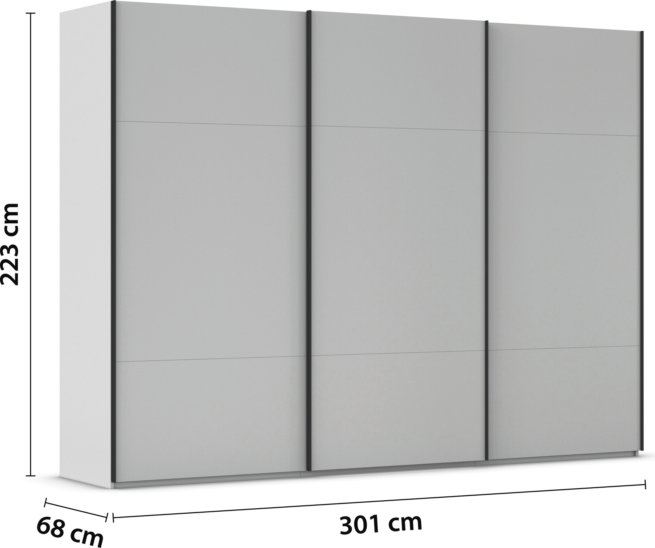 rauch Schwebetürenschrank »Kleiderschrank Schrank Garderobe Schlafzimmerschrank CONTIDO«, (in 3 verschiedenen Ausstattungen BASIC/CLASSIC/PREMIUM), aus hochwertigem Material in 6 Breiten 2 Griff-Farben MADE IN GERMANY
