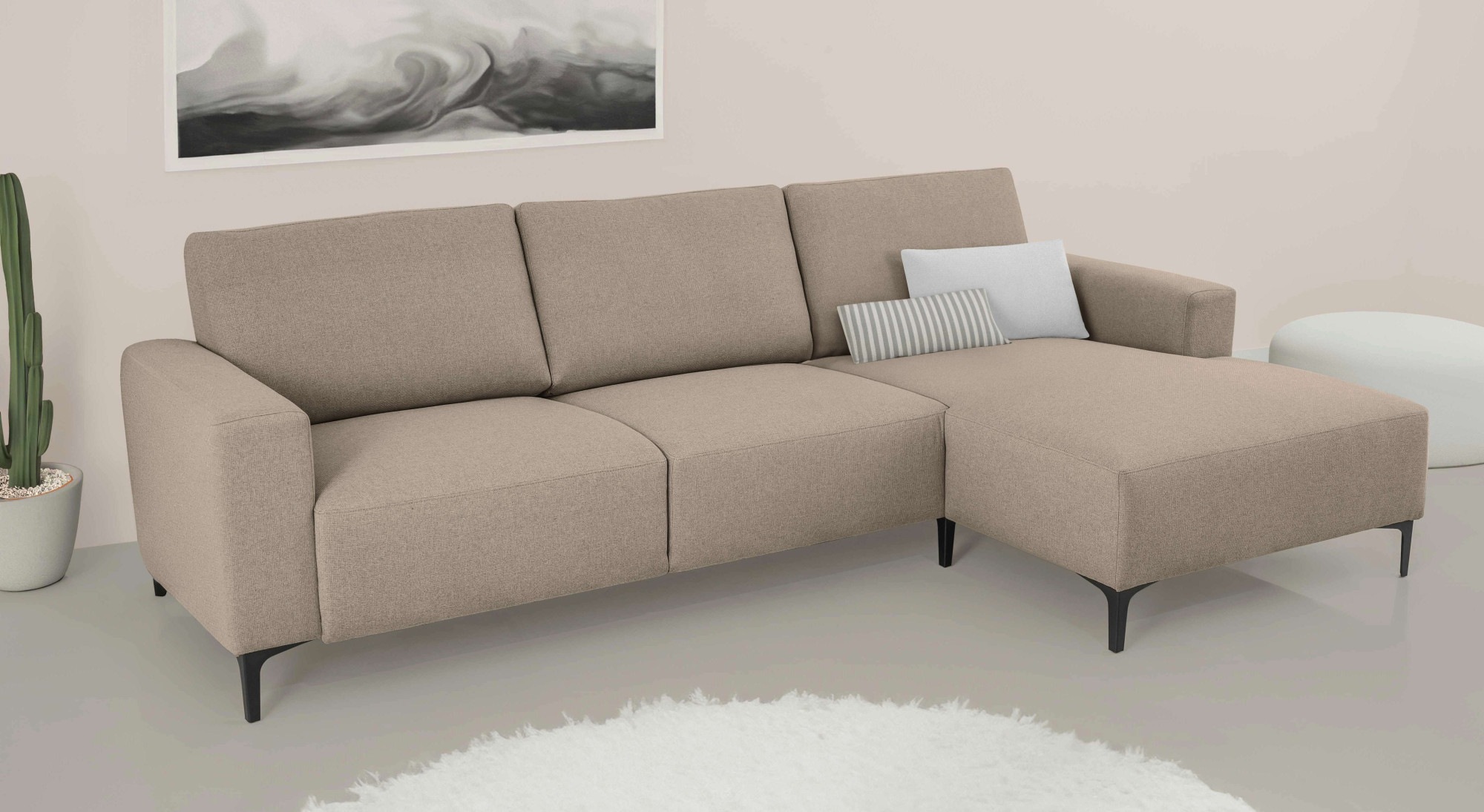 Home affaire Ecksofa »Tournon, L-Form, Breite 262 cm, Webstoff, Chenille«, Designsofa im nordischen Stil, Wellenunterfederung, Metallfüße