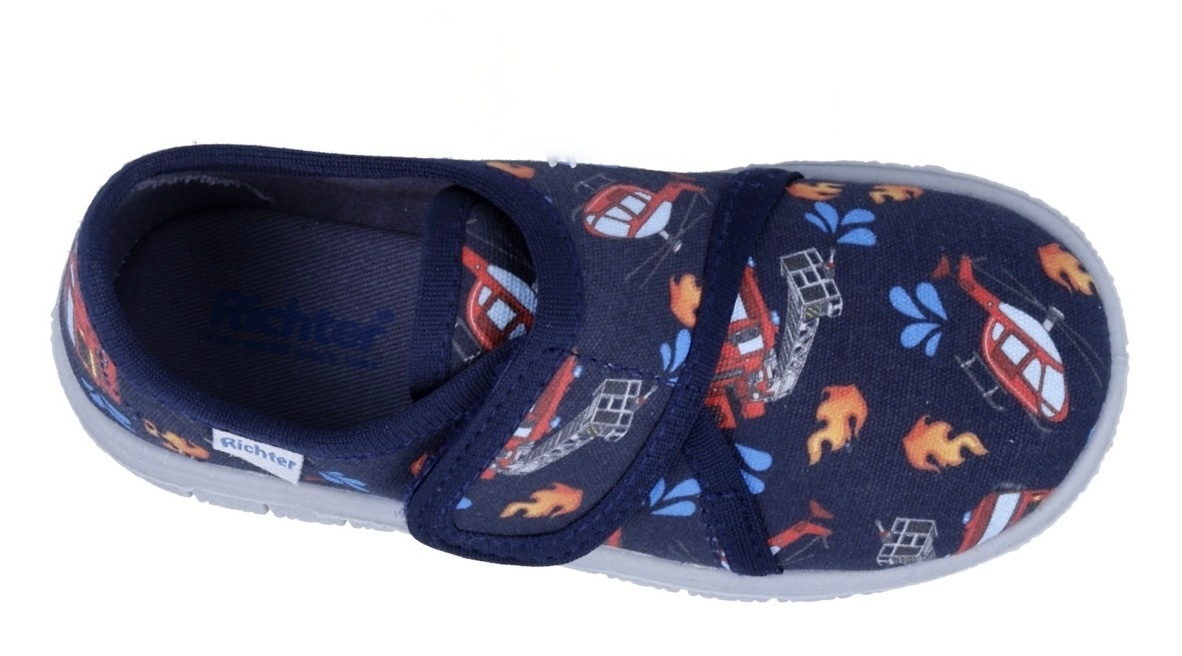 Richter Hausschuh »Mailo WMS: Mittel«, Klettschuh mit allover Print, Größenschablone zum Download