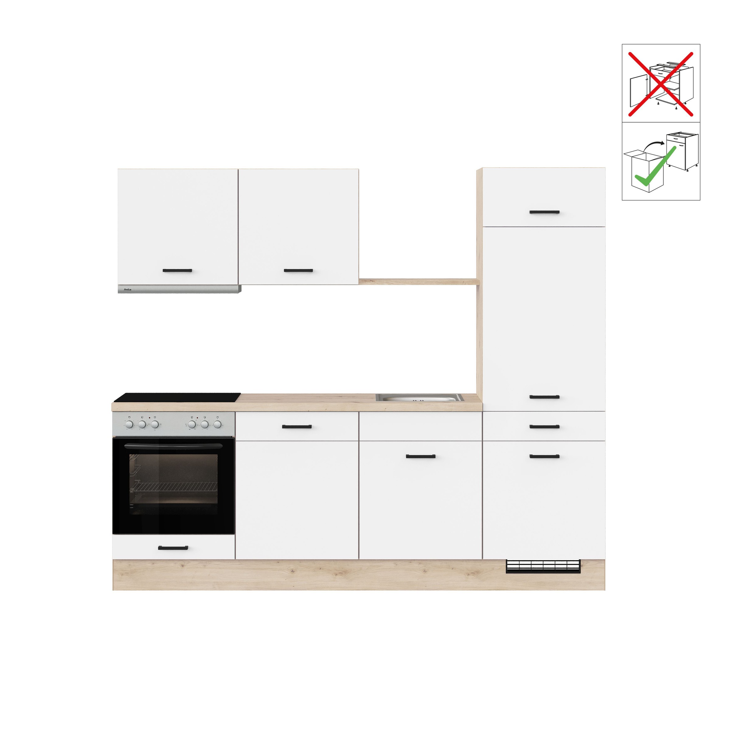 IMPULS KÜCHEN Küche »"Porto", Ausrichtung wählbar, Schubkästen mit Soft-Close,«, vormontiert, wahlweise mit E-Geräten, mit Vollauszug, Breite 240 cm