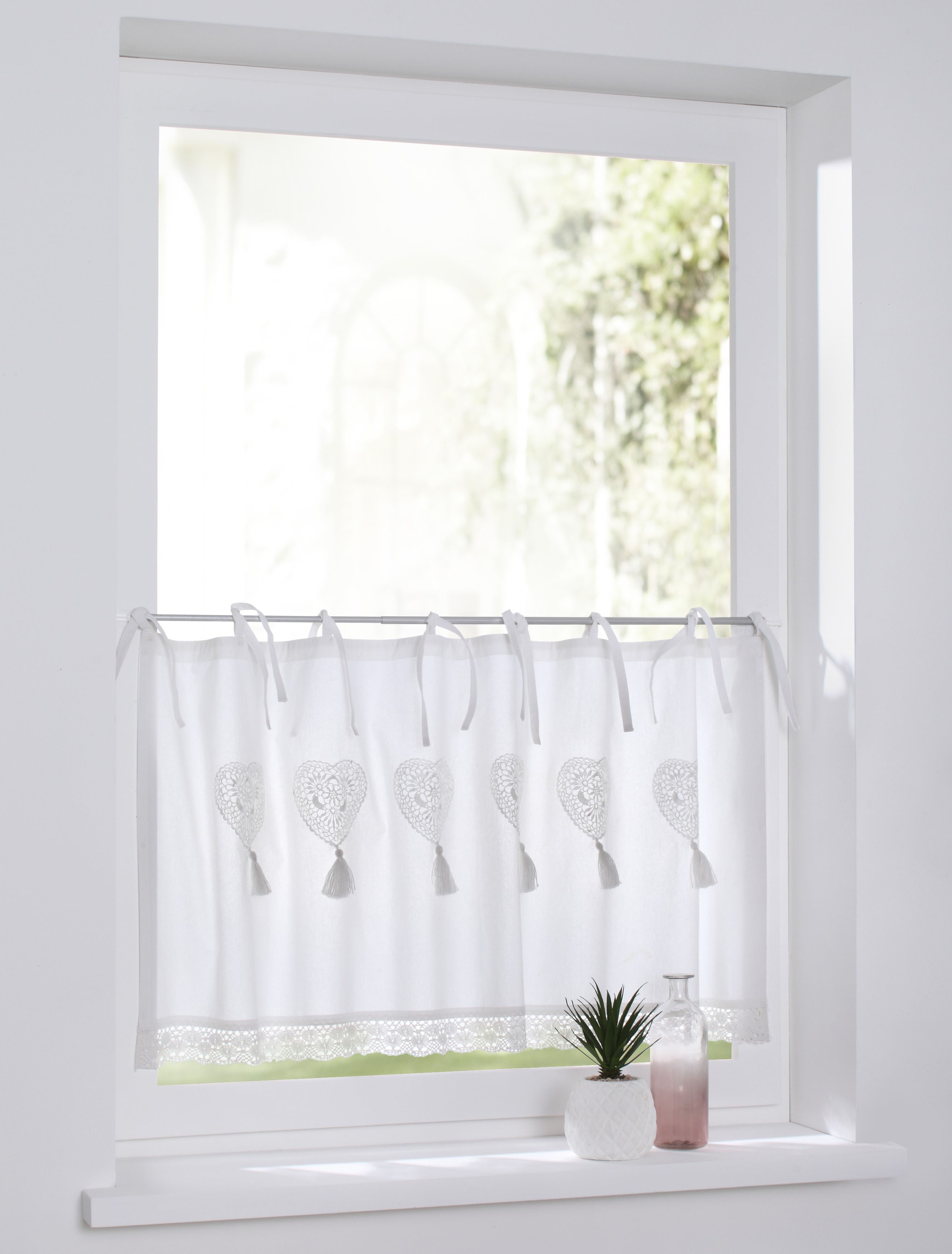 Kutti Scheibengardine »Camille« Bindebänder 1 Stk. tlg. Kurzgardine, Baumwo günstig online kaufen