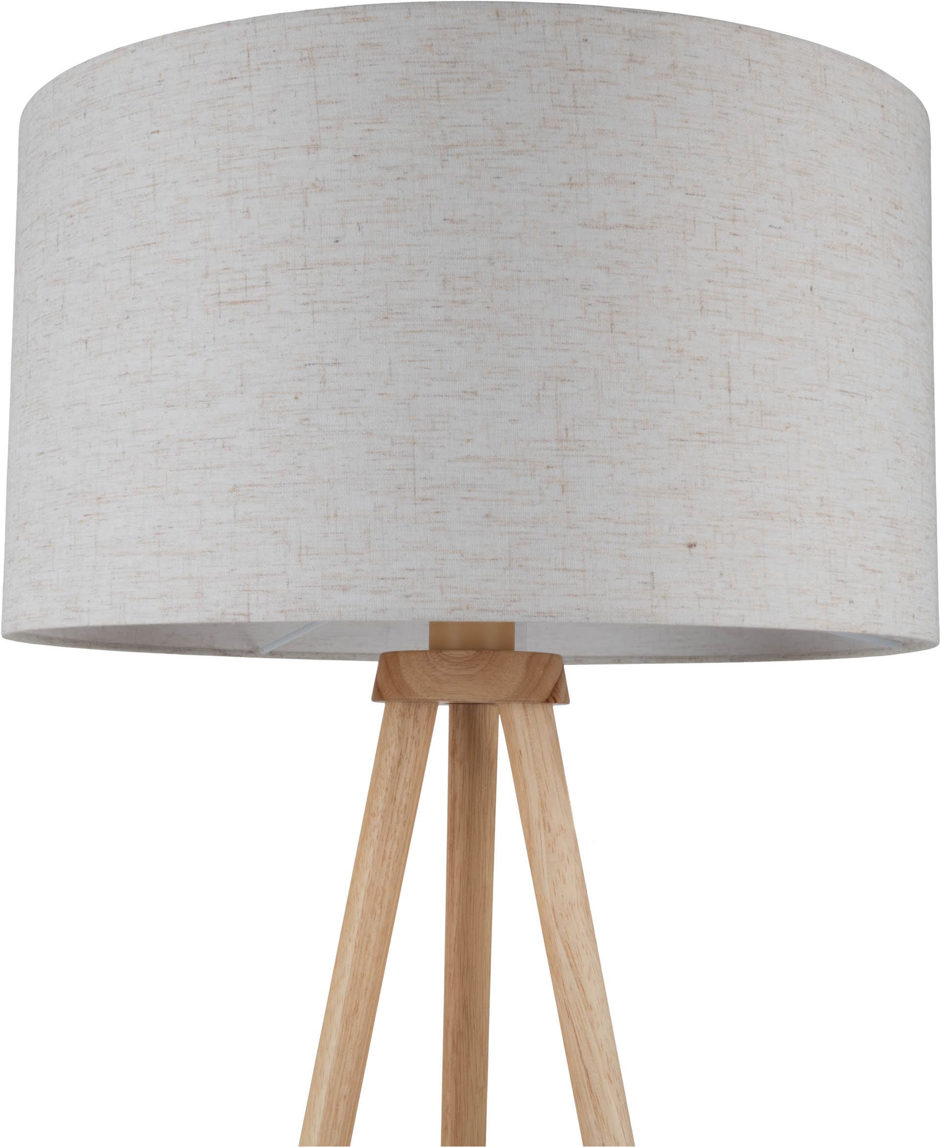OTTO home Stehlampe »Torell - Dreibein Stehleuchte« E27 1 Stk. Textil, Dreibein Holz, E27, Kabel 300cm, Leinen o. Cord, Textilschirm