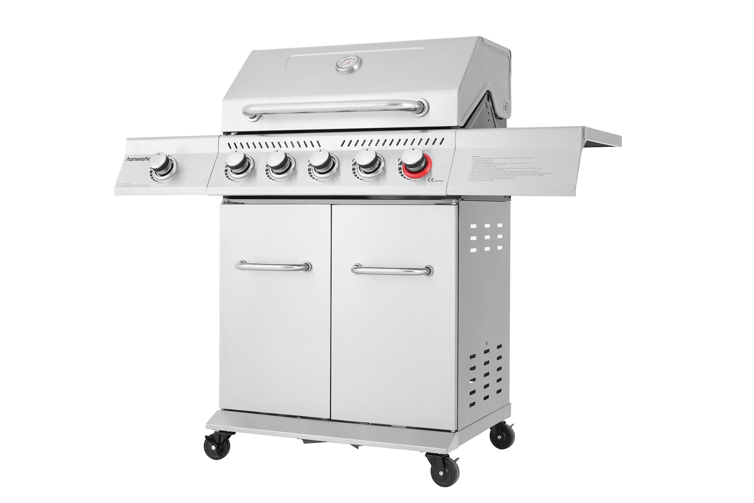 Hanseatic Gasgrill »Richland« BxTxH: 134,7 x 57 x 117 cm, 21,5 kW Gesamt, Edelstahl-Turbobrenner