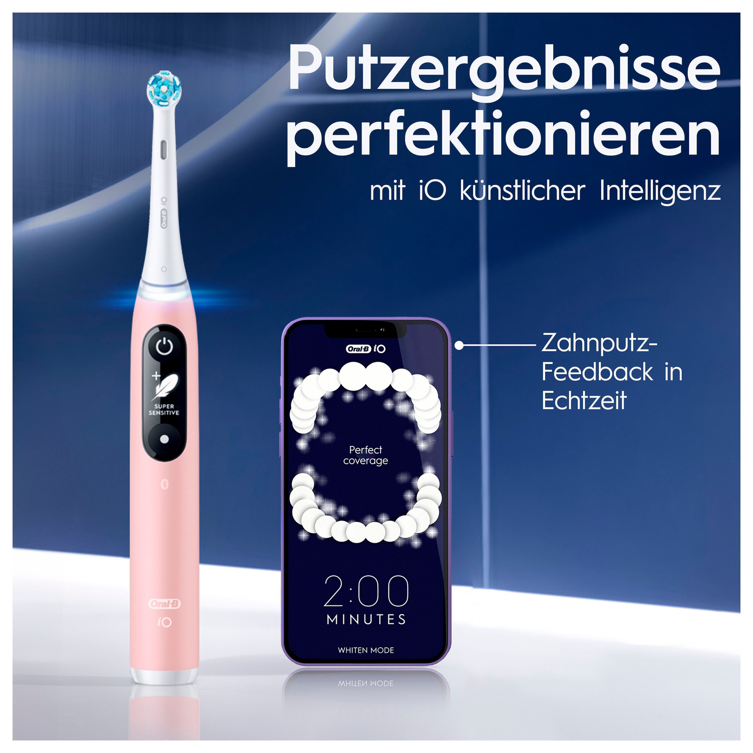 Oral-B Elektrische Zahnbürste »iO Series 6«, 2 St. Aufsteckbürsten, Magnet-Technologie, Display & Reiseetui