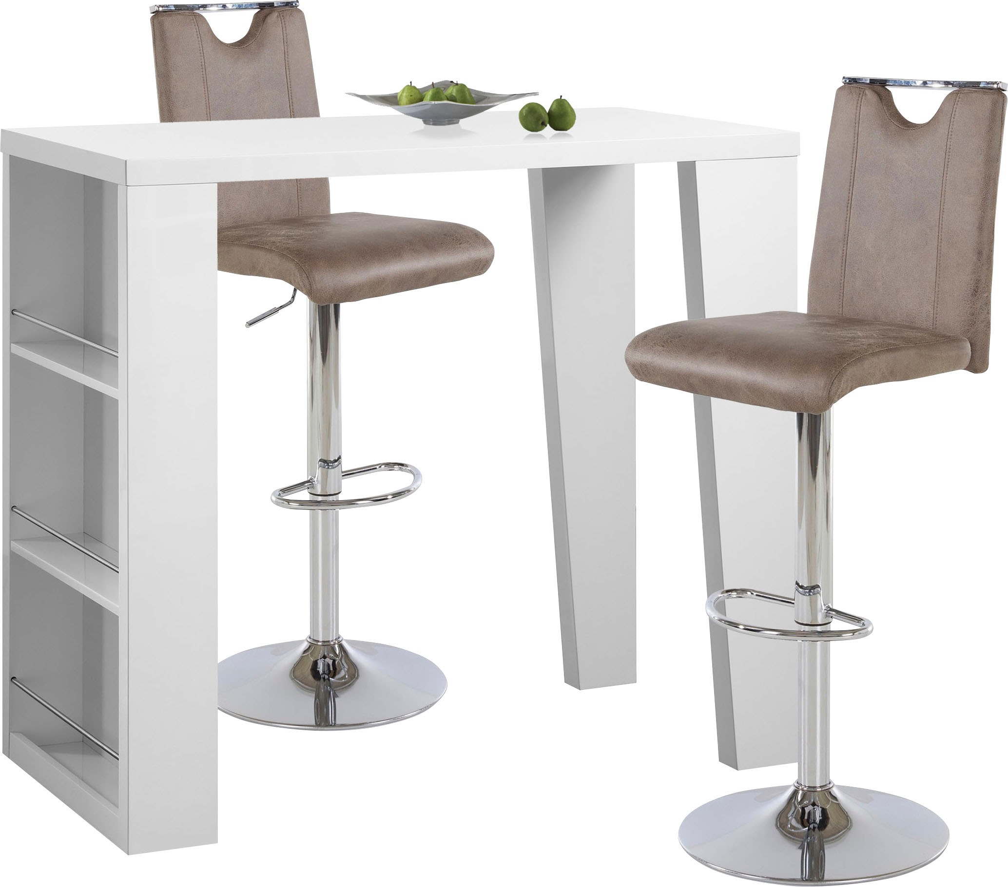 byLIVING Barhocker, (Set, 2er), (2 Stück), Bezug in Microfaser, Gestell stufenlos höhenverstellbar