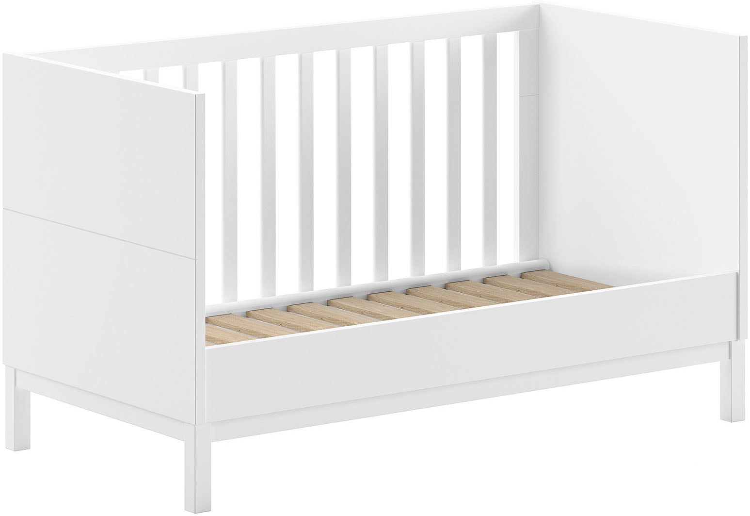Vipack Babybett »in gradlinigem Design, standfest gebaut, pflegeleichte Oberfläche«, 70x140 cm mit 3 Schlupfsprossen, umbaubar zum Juniorbett weiß lackiert