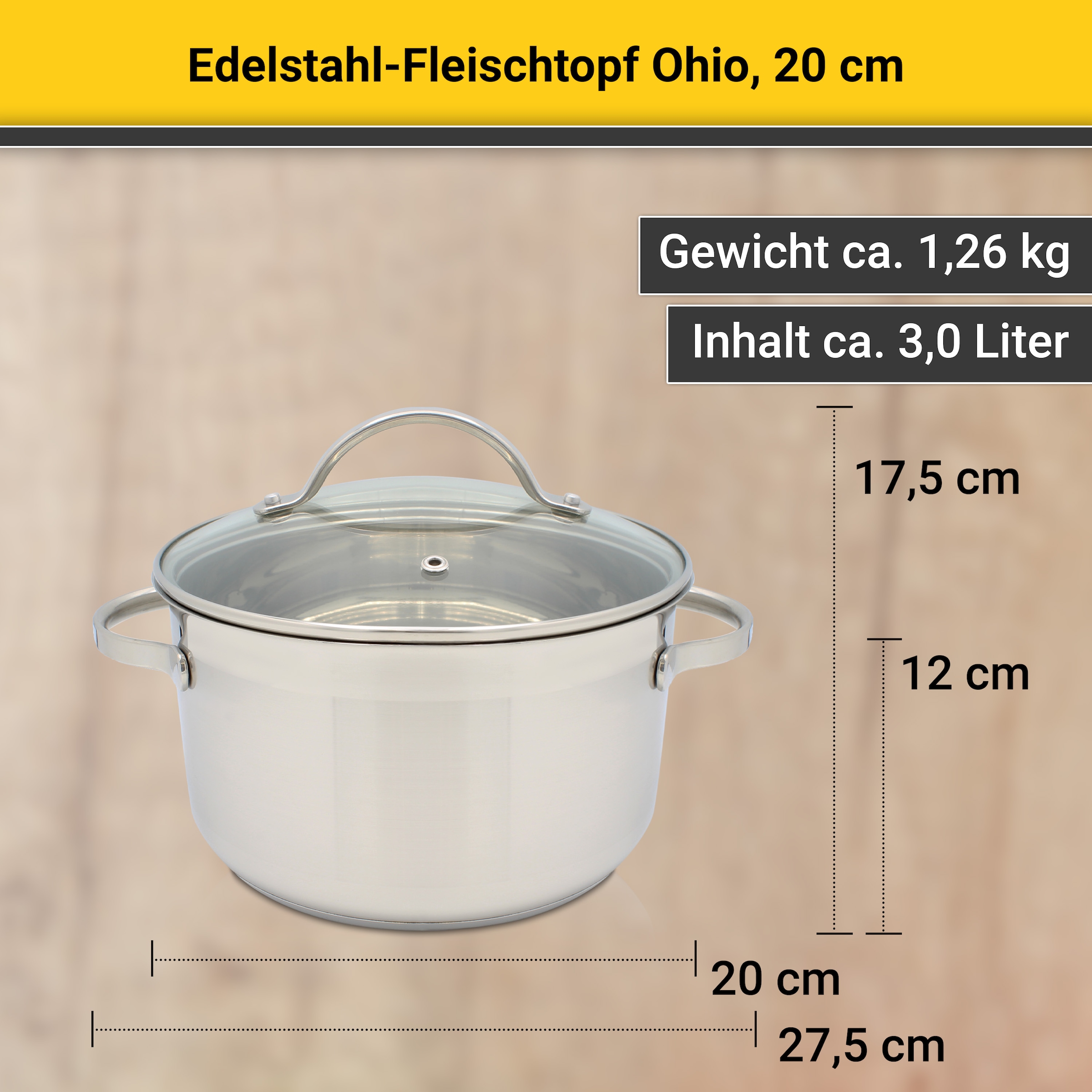 Krüger Fleischtopf »Ohio«, Edelstahl, (1 tlg.), für Induktions-Kochfelder geeignet