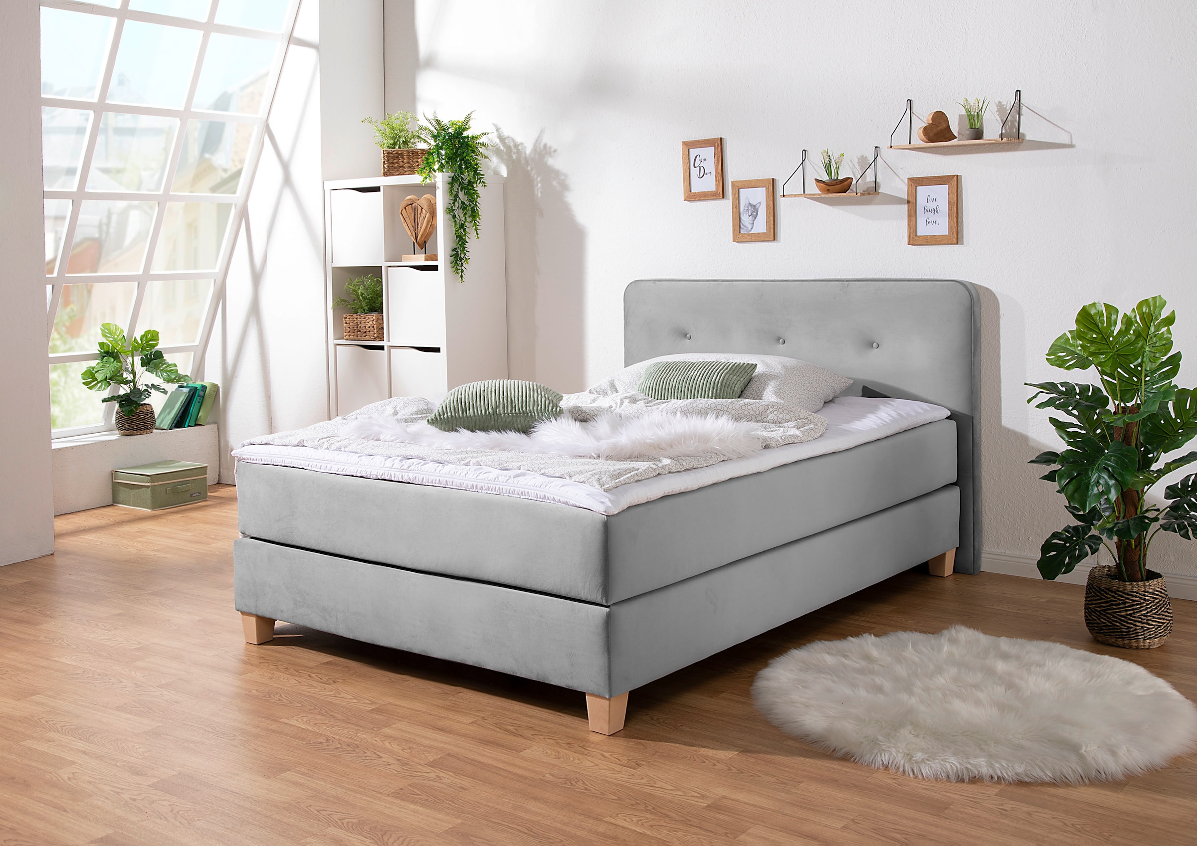 Home affaire Boxspringbett »Fargo«, inkl. Topper, in 3 Matratzenarten, in Samt- oder Strukturstoff