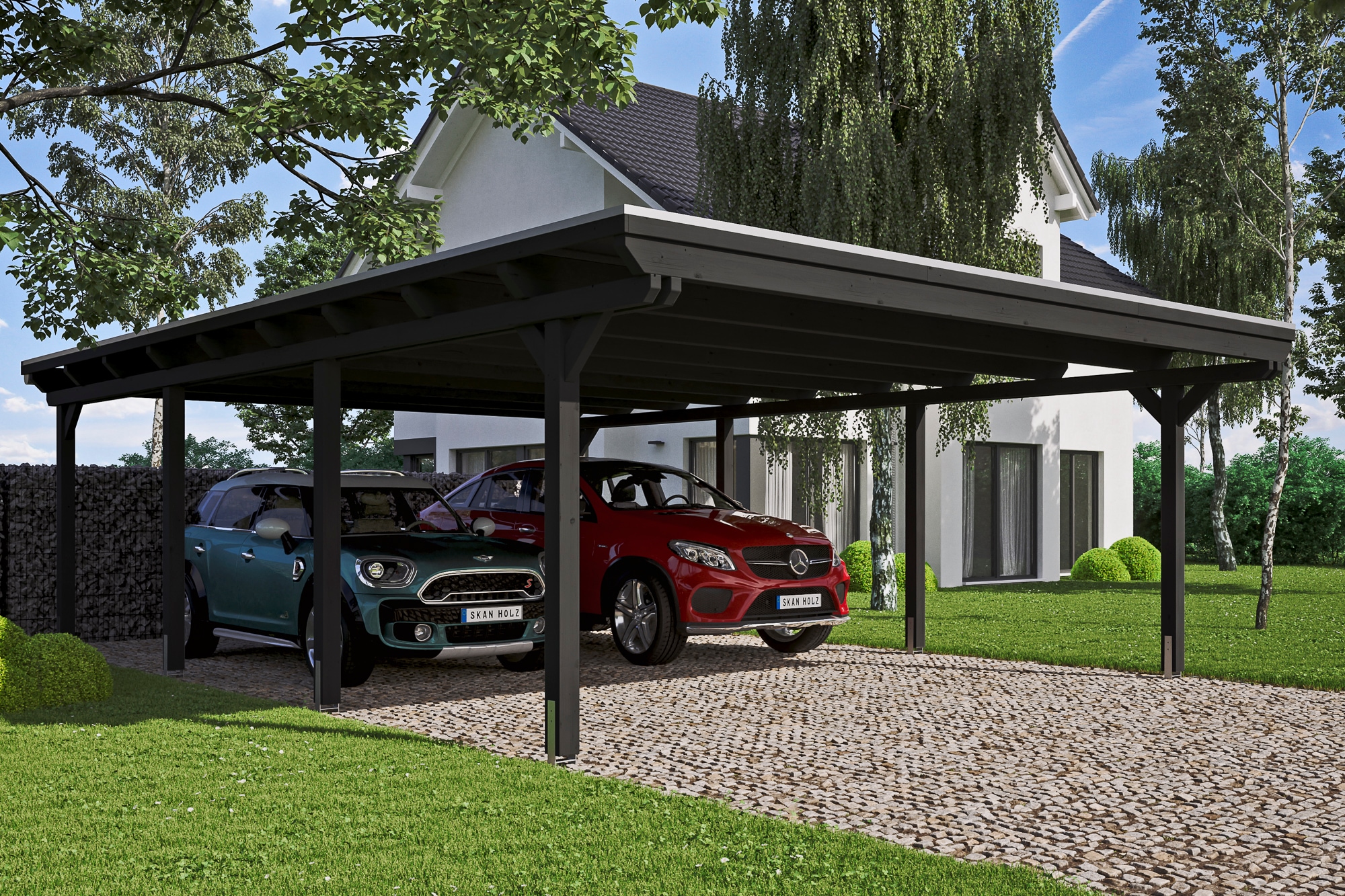 Skanholz Doppelcarport »Emsland«, 550 cm, Anthrazit