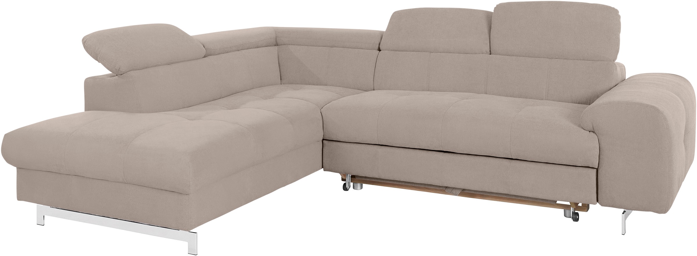 COTTA Ecksofa »Chef L-Form«, mit Kopfteilverstellung, edle Metallkufen, wahlweise mit Bettfunktion