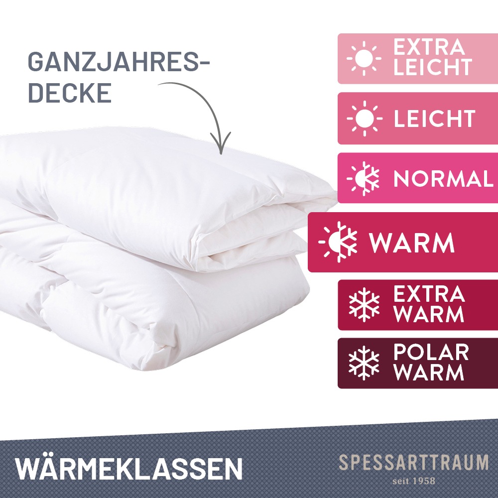 SPESSARTTRAUM Daunenbettdecke »Arosa Bettdecke min 135x200 cm & weitere Größen«, warm, Füllung 90% Daunen & 10% Federn, Bezug 100% Baumwolle, (1 St.), Bettdecke Winter, Sommer, Made in Germany