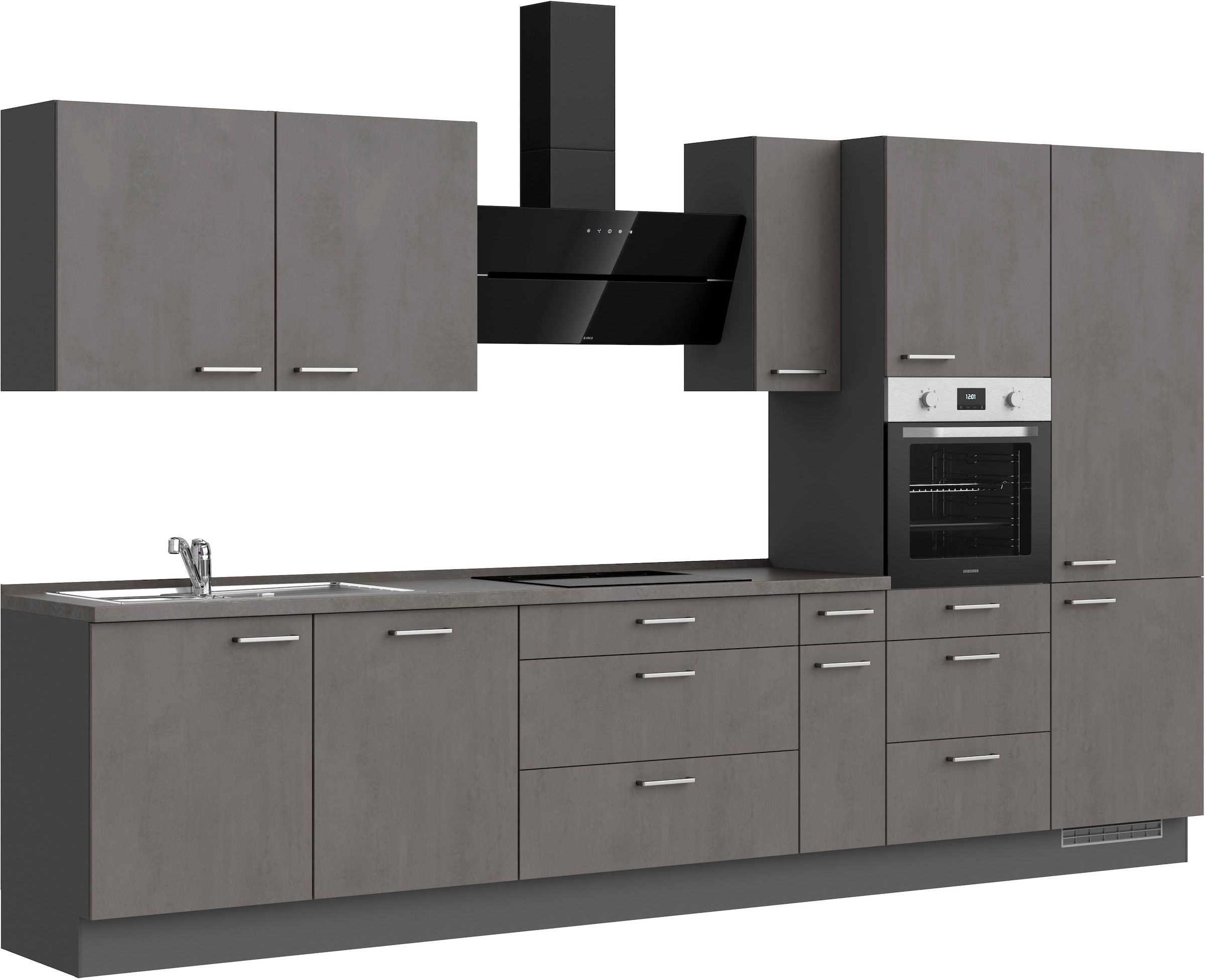 nobilia® Küchenzeile »"Riva II"«, vormontiert, Ausrichtung wählbar, Breite 360 cm, wahlw. mit E-Geräten