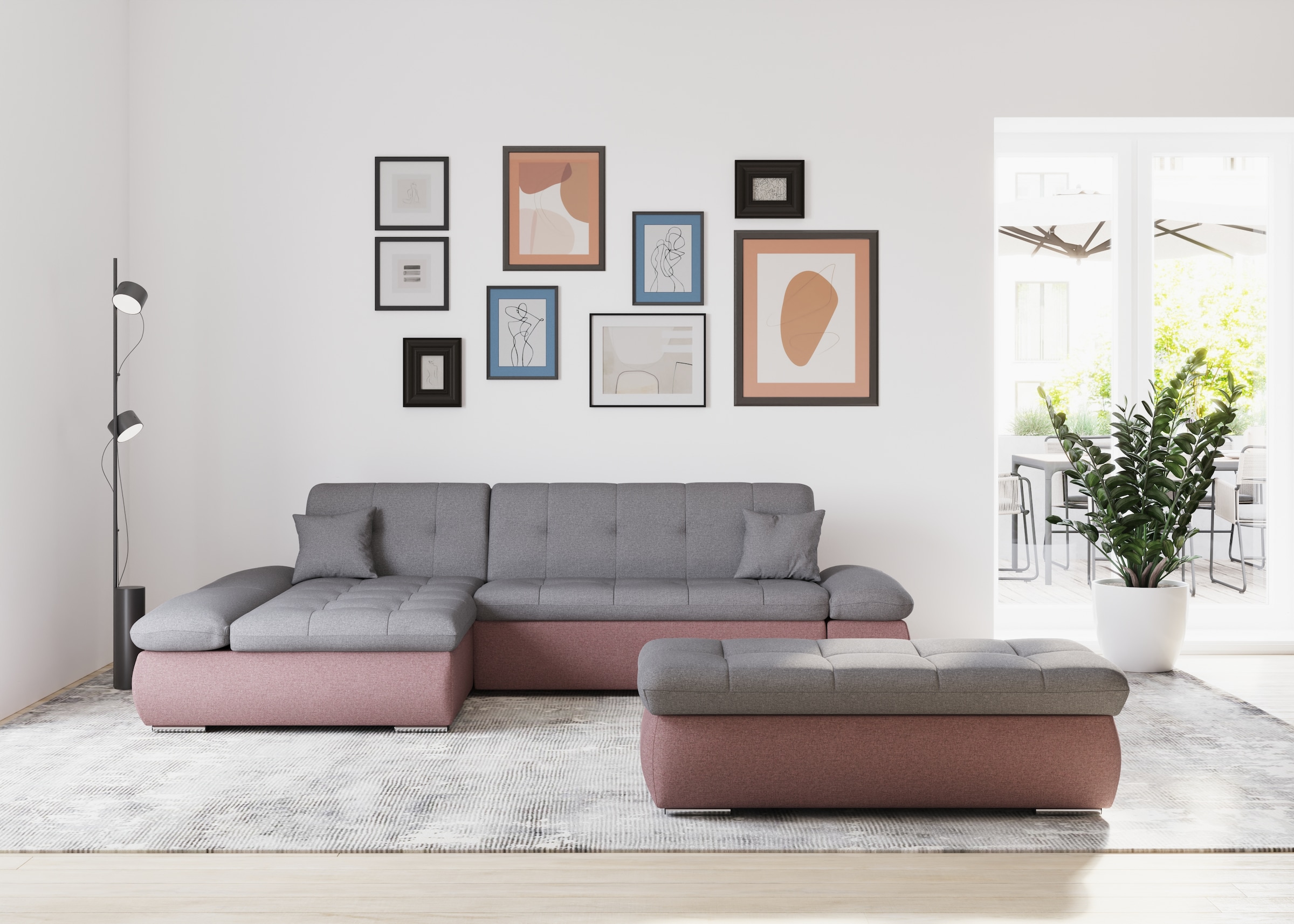 DOMO collection Ecksofa »Moric B/T/H 300/172/80 cm, auch in Cord, L-Form«, XXL-Format, wahlweise auch mit Bettfunktion und Armverstellung