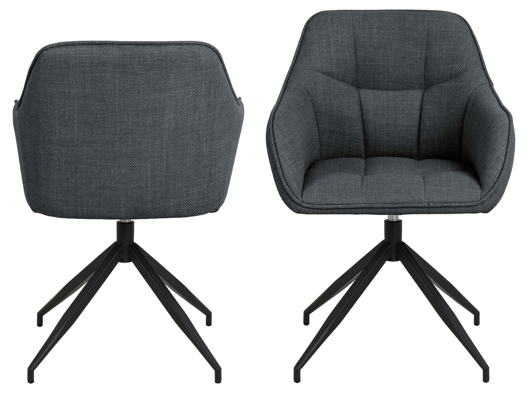 ACTONA GROUP Armlehnstuhl »Brenda Esszimmerstuhl, Polsterstuhl,« () Drehfunktion, Armlehne, Stoff, Quadratnähten, schwarzen Metallbeinen