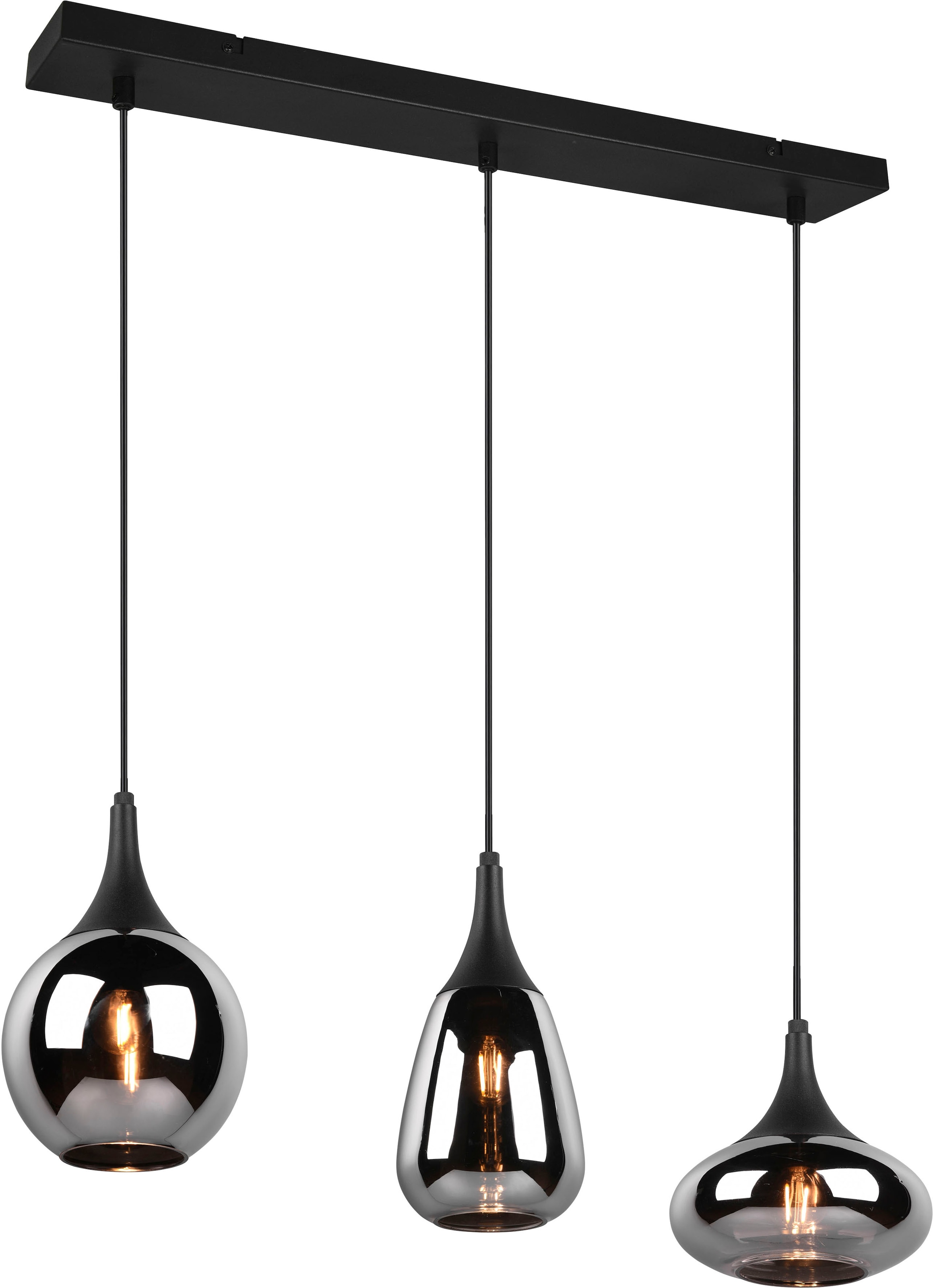TRIO Leuchten Pendelleuchte »Lumina«, 3 flammig, Leuchtmittel E14 | ohne Leuchtmittel, Hängelampe 3-flammig Glasschirm, exkl 3xE14 max 40W höhenverstellbar