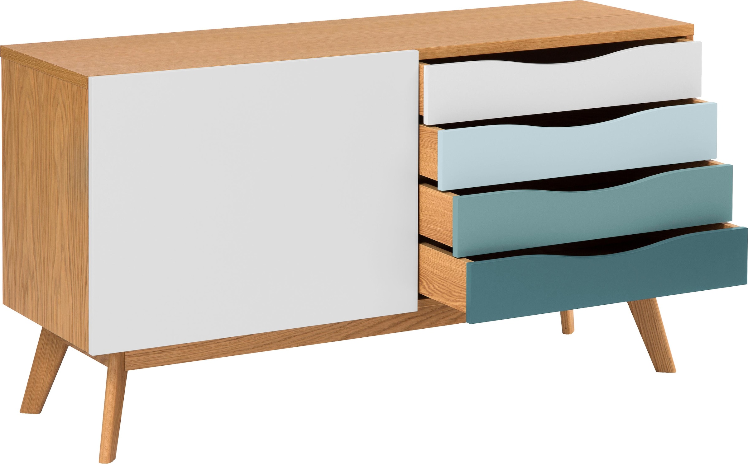 Woodman Sideboard »Hilla«, Breite 130 cm, im angesagten skandinavischen Look, Fußrahmen aus Eiche