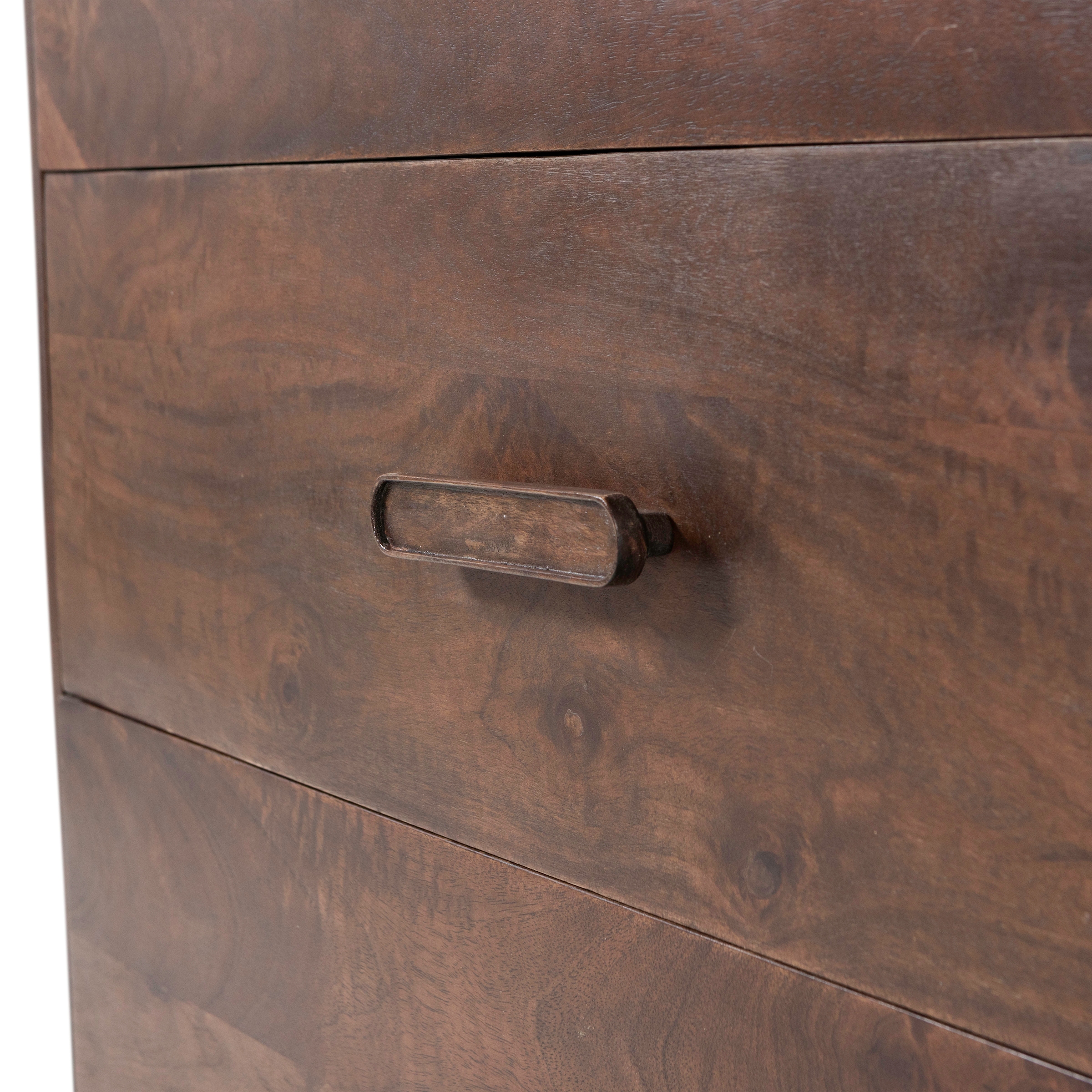 WOOOD Sideboard »Liya mit Massivmangoholz undDämpfung Funktion, B 90 x T 50 x H 90 cm« Spielerische Griffgestaltung, Tragkraft 15–25 kg pro Schublade