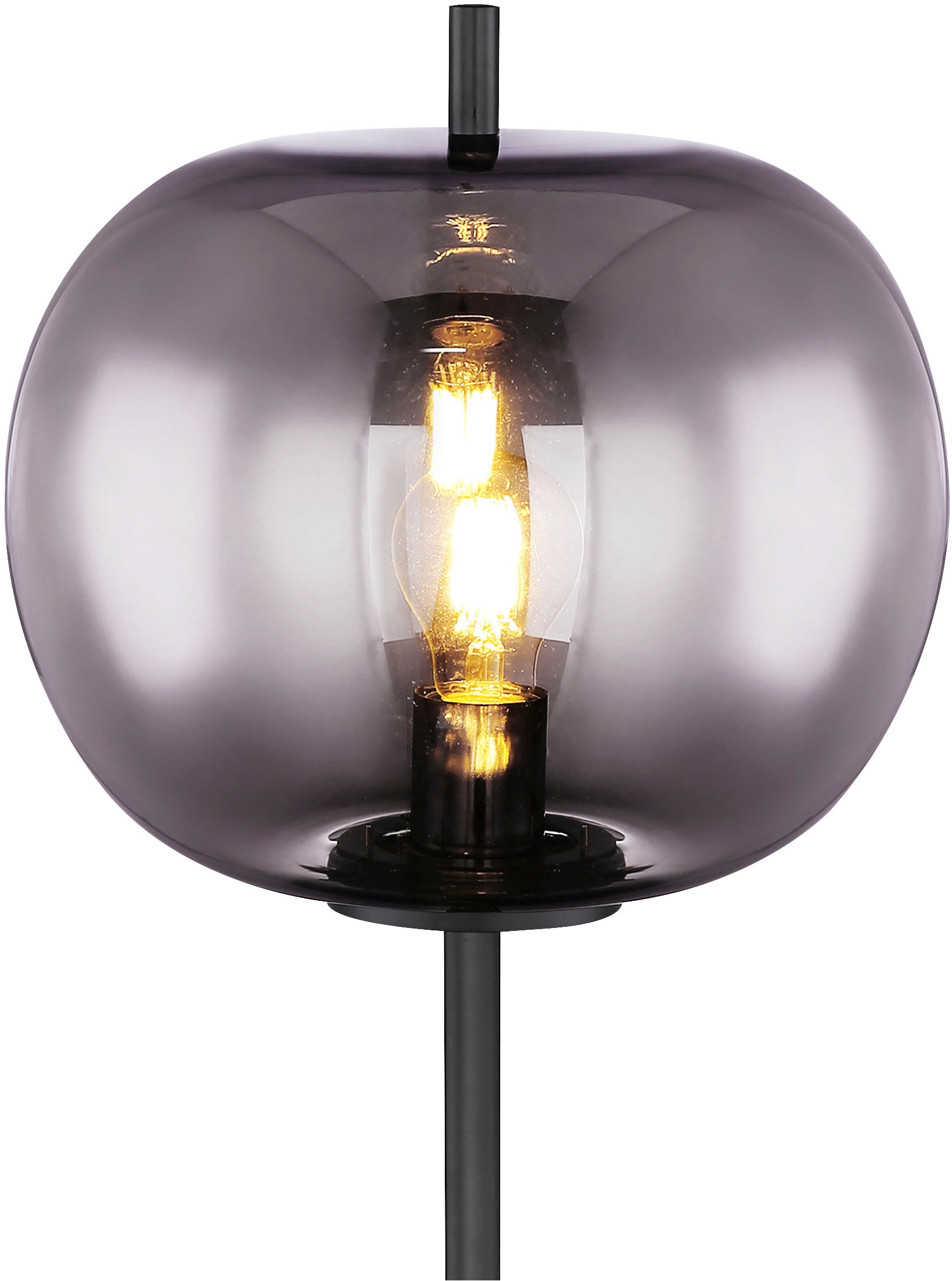 GLOBO LIGHTING Stehlampe »BLACKY« E27 1 Stk. Stehleuchte Schwarz, Glas, Fußtritt, E27