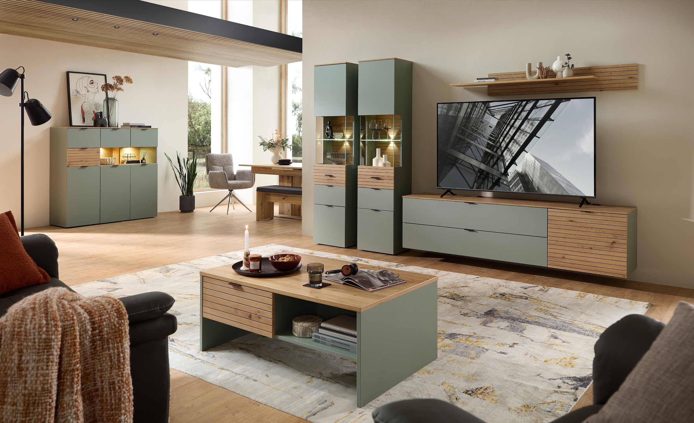 Innostyle Vitrine »INA Vitrine, 45 x 200 x 36 cm (B/H/T)« 1 Stk. tlg. L/R verwendbar, inkl. Beleuchtung, Softclose