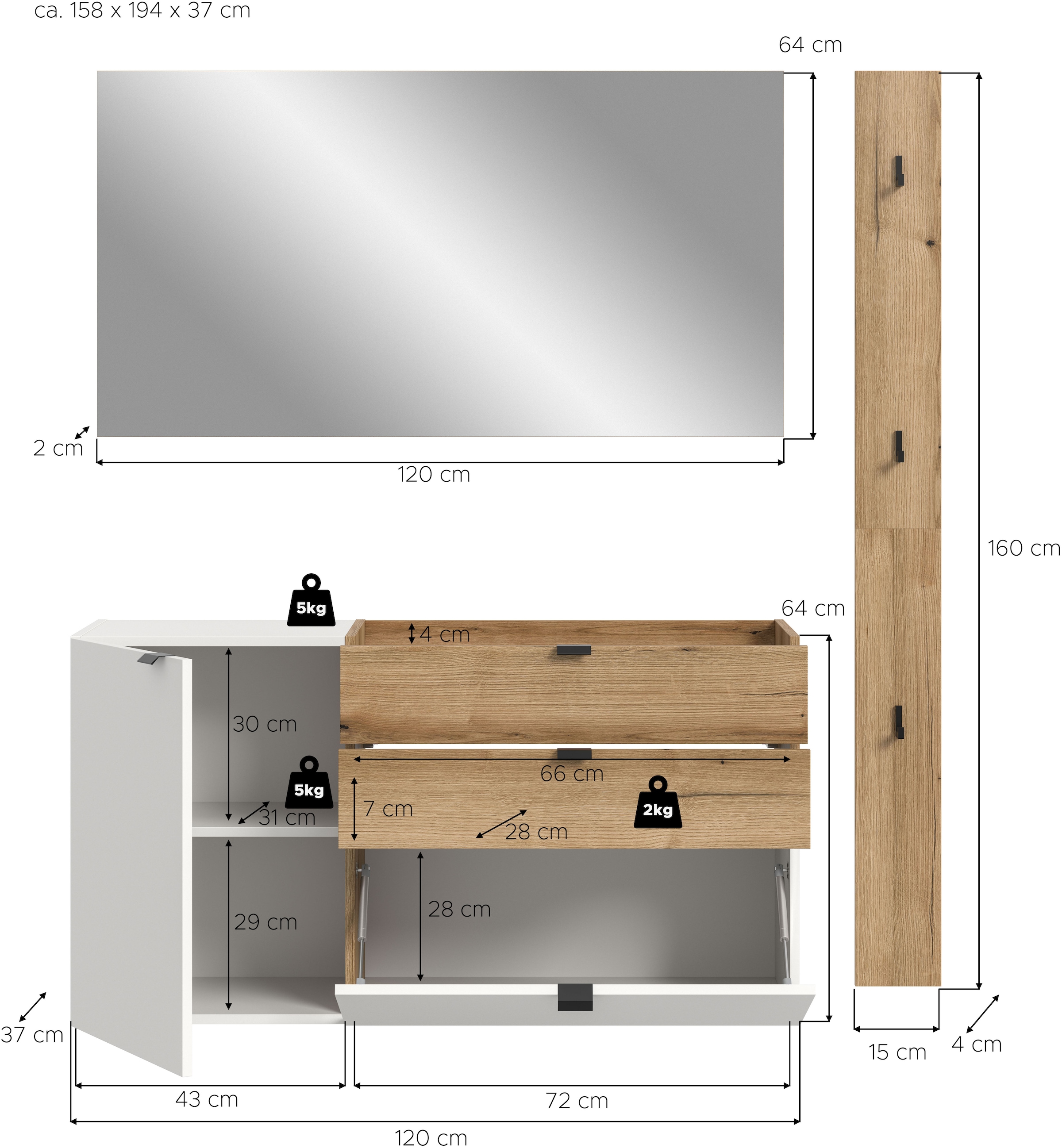 INOSIGN Garderoben-Set »Oran« Set, 3 Stk. tlg.