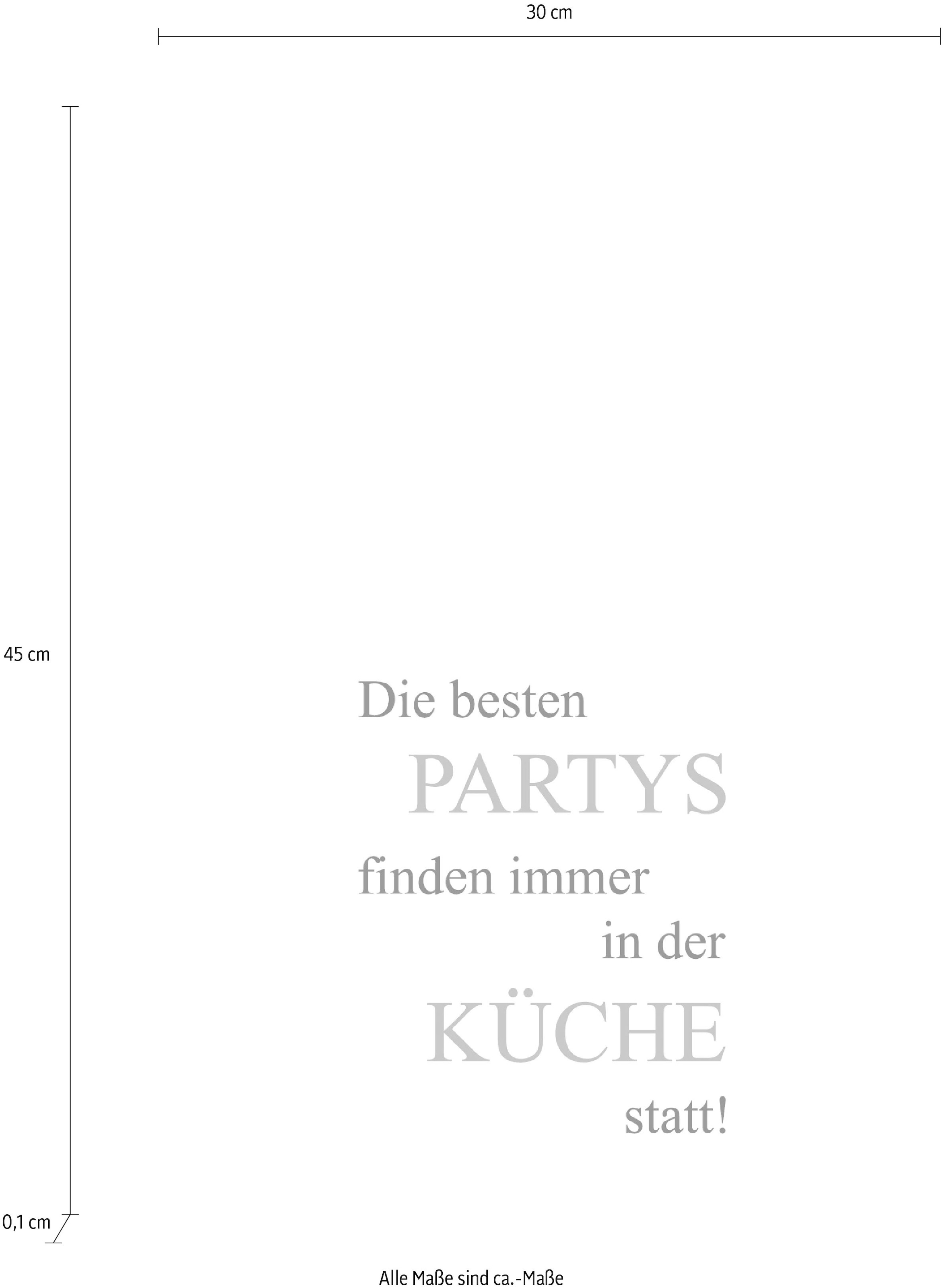 queence Wanddekoobjekt »Partys und Küche«, auf Stahlblech online bestellen Schriftzug