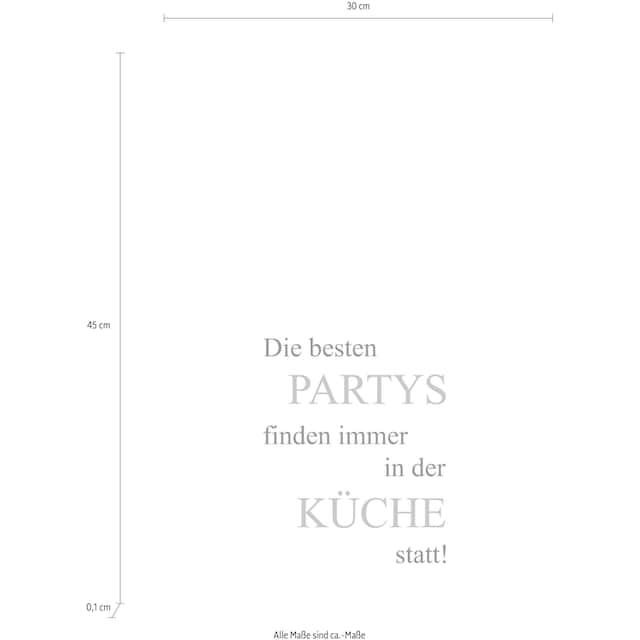 queence Wanddekoobjekt »Partys und Küche«, Schriftzug auf Stahlblech online  bestellen