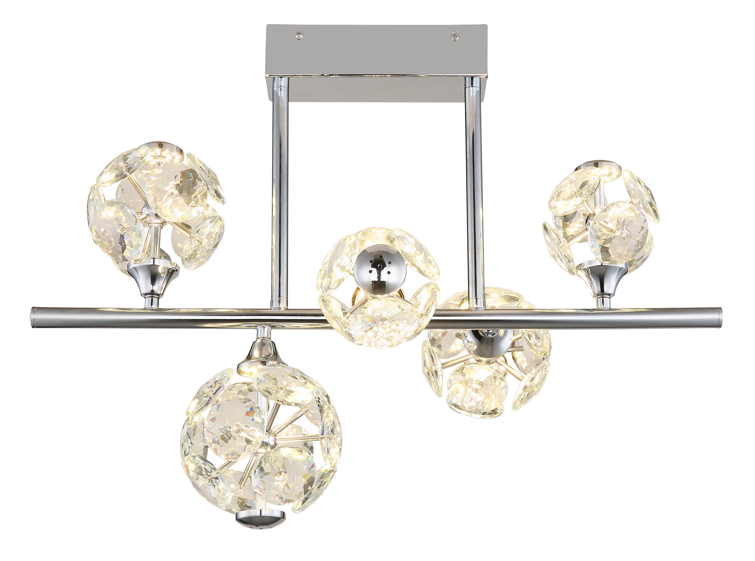 GLOBO LIGHTING LED Deckenleuchte »VIRINA« LED-Modul 1 Stk. Warmweiß Deckenlampe/Kristalle/Wohnzimmer/Essbereich/LxBxH: 610x300x460mm