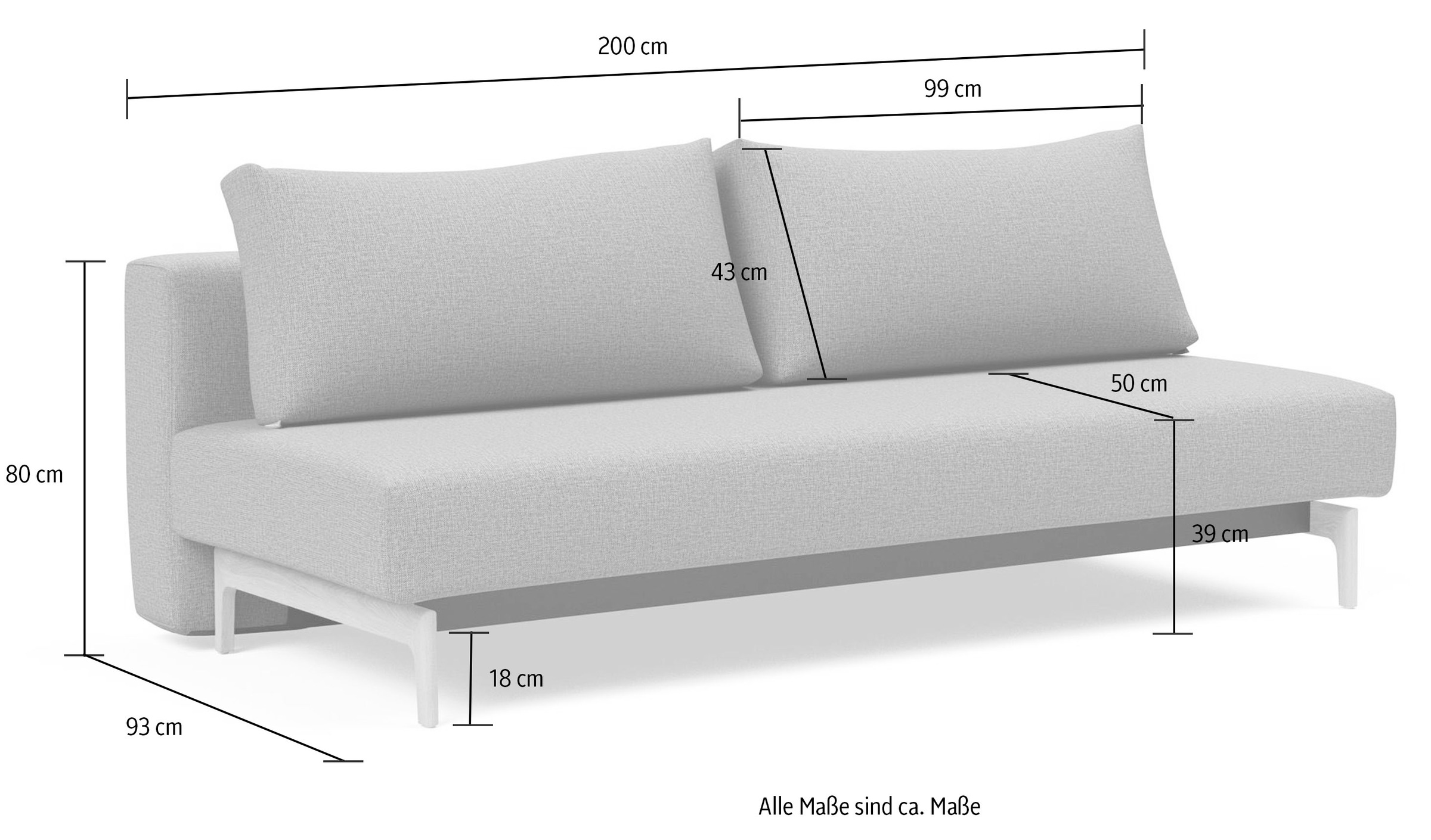 INNOVATION LIVING ™ Schlafsofa »TRYM 3-Sitzer mit Bettfunktion, Dauerschläfer, bequem und hochwertig«, Taschenfederkernpolsterung, Breite Liegefläche 140 cm