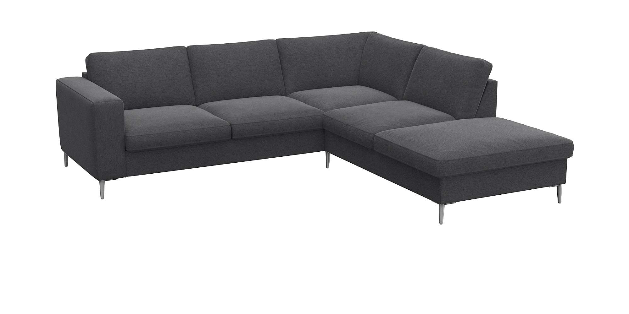 FLEXLUX Ecksofa »Fiore, L-Form«, breite Armlehnen, Füße alufarben, B/T 241/225 cm, Kaltschaum im Sitz