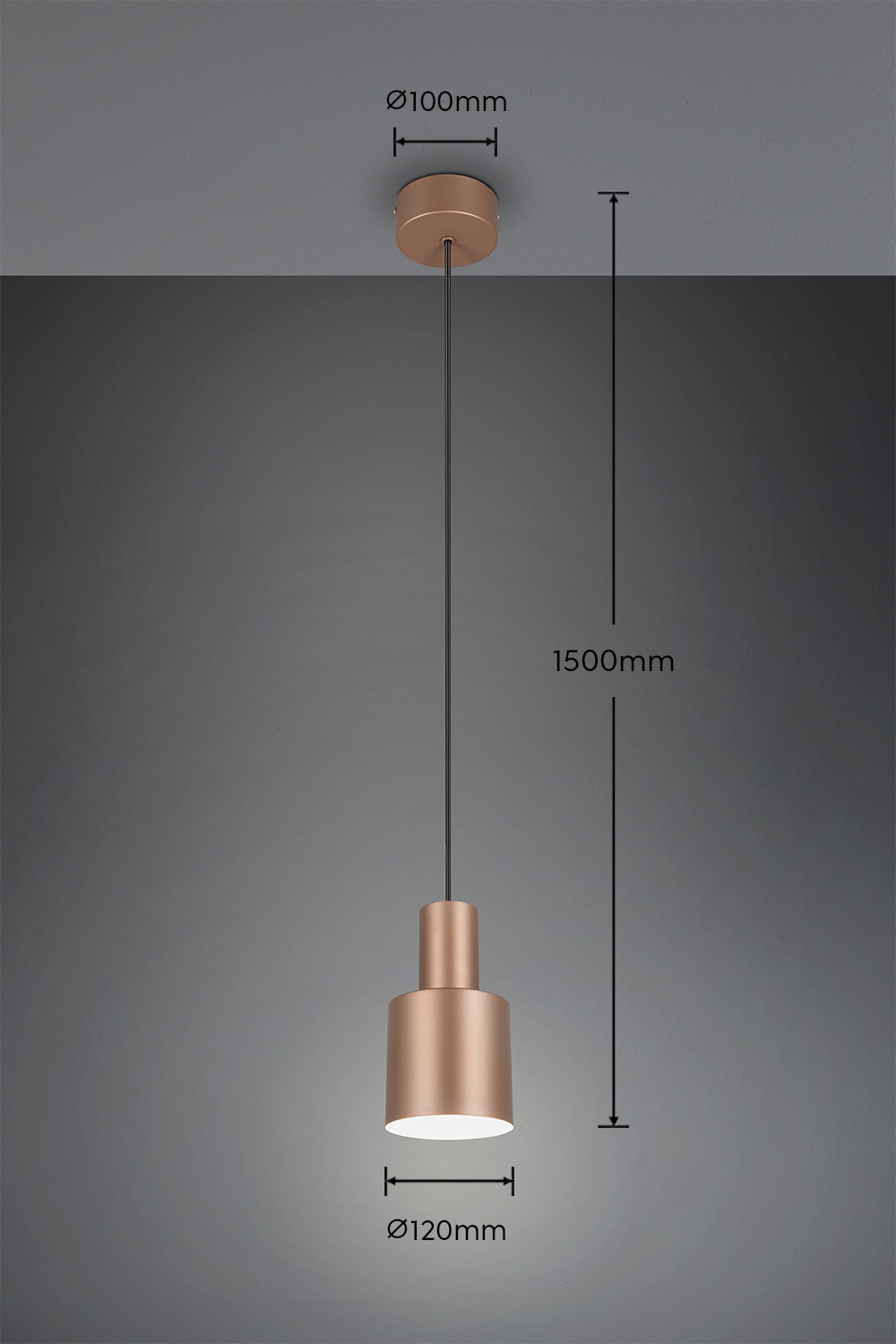 TRIO Leuchten Pendelleuchte »AGUDO, Hängelampe 1-flammig, exkl 1xE27 max 10W, höhenverstellbar«, 1 flammig, Leuchtmittel E27 | Leuchtmittel wechselbar, Hängelampe Ø 12cm, bis max 150cm Abhängung, Küche Esszimmer Wohnzimmer