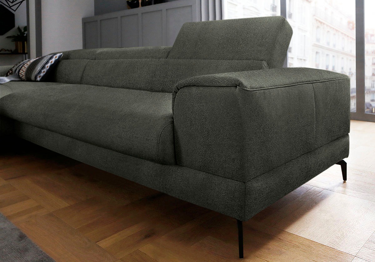W.SCHILLIG Ecksofa »piedroo, Designsofa mit tollem Sitzkomfort, bequem, L-Form«, Kopfteilverstellung, wahlweise mit Sitztiefenverstellung, Breite 343cm