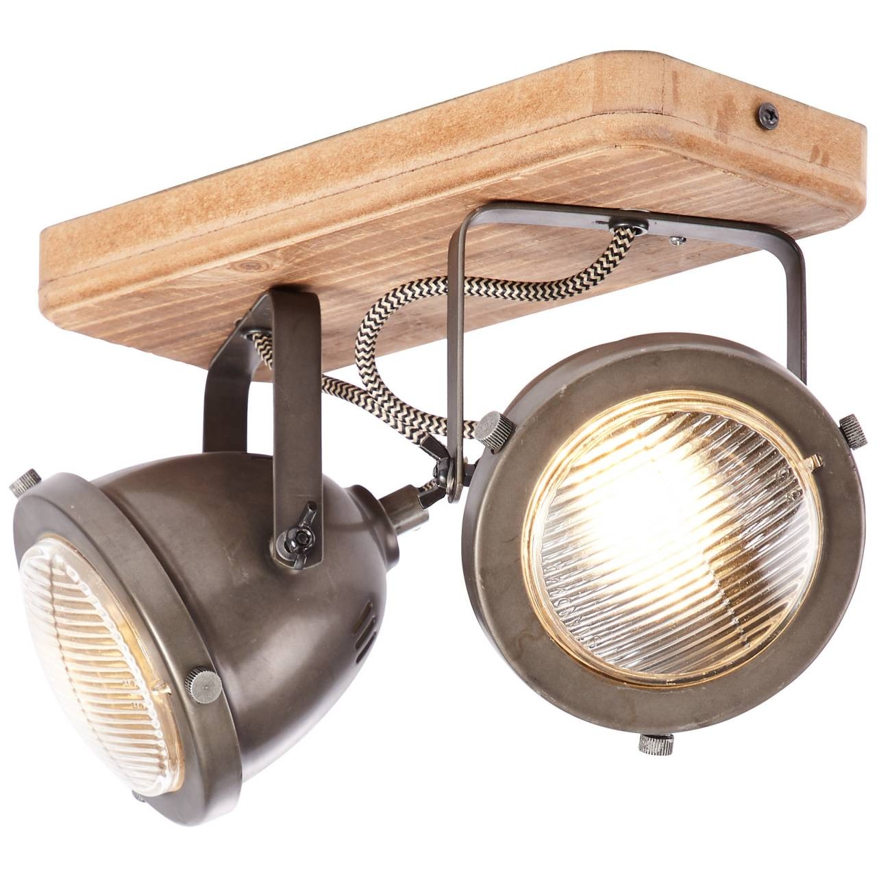 Brilliant Deckenstrahler »Carmen Wood«, 2 flammig, Leuchtmittel GU10 | ohne Leuchtmittel, Spotbalken 2flg burned steel/holz