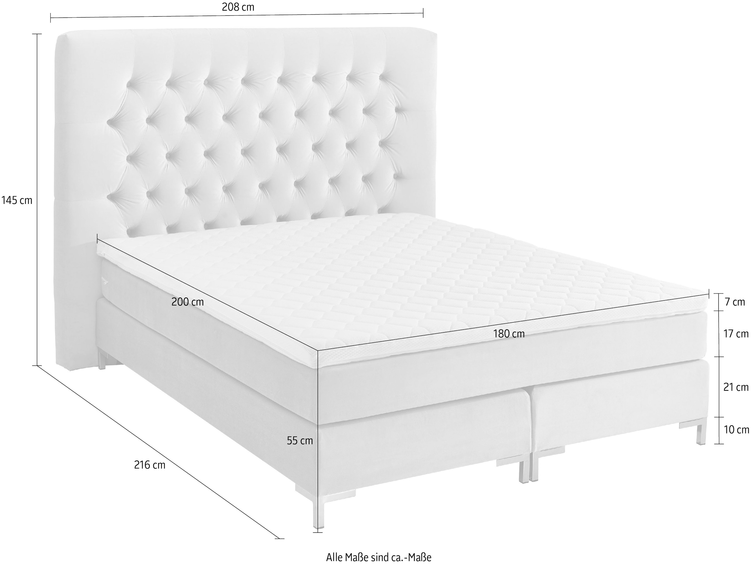 ATLANTIC home collection Boxspringbett »Ronja«, mit Topper und extra hohem Kopfteil