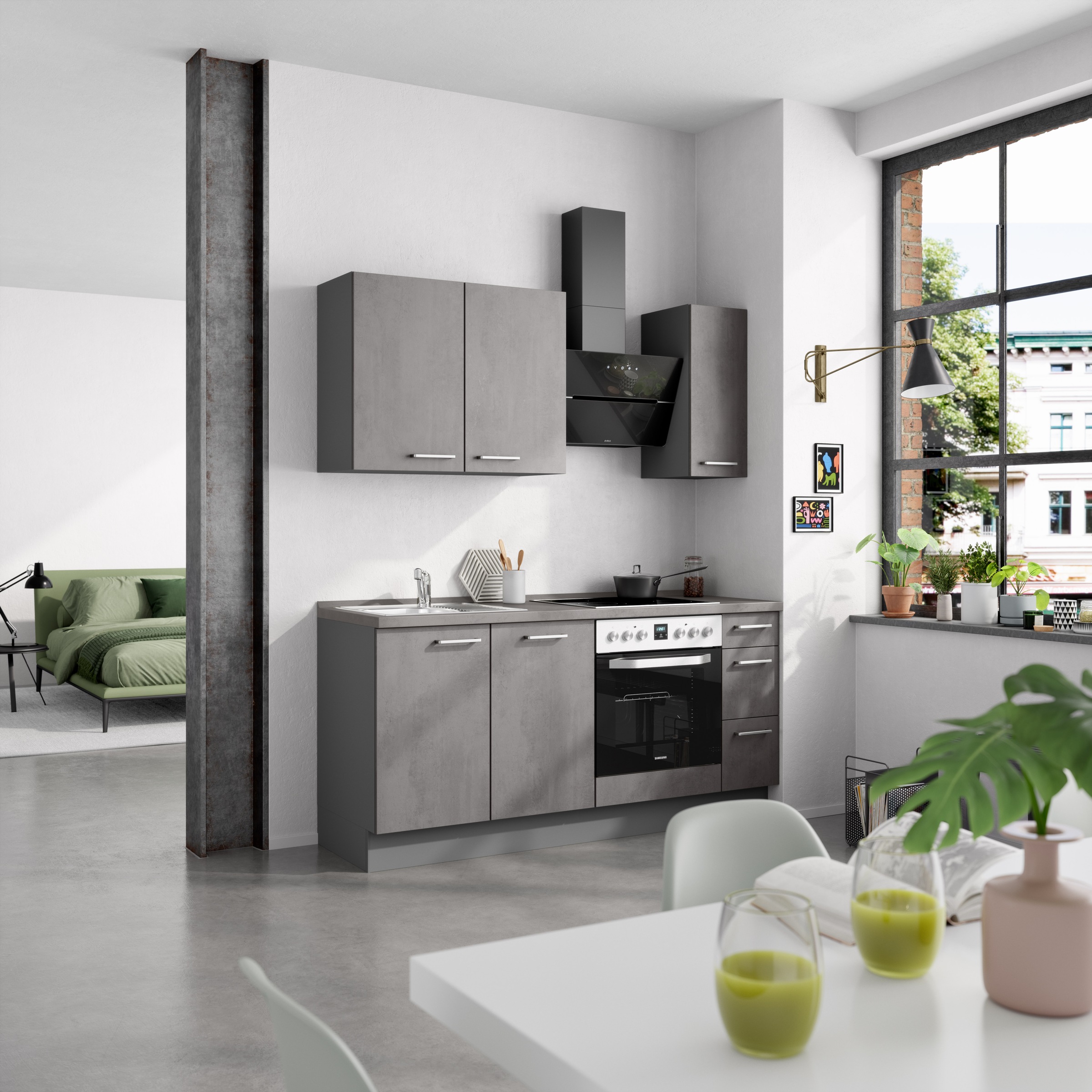 nobilia® Küchenzeile »"Riva II"«, vormontiert, Ausrichtung wählbar, Breite 180 cm, wahlw. mit E-Geräten