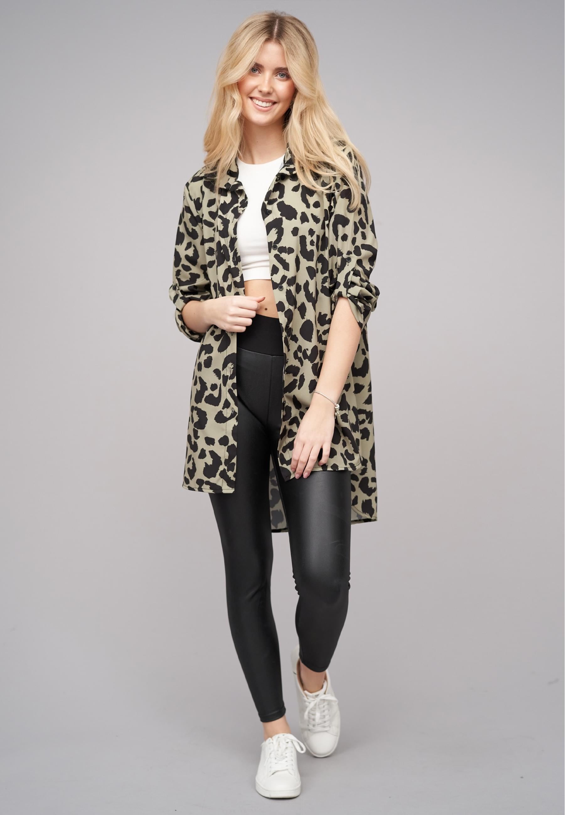 CLOUD 5IVE Klassische Bluse »CLOUD 5IVE Leo All Over Turn-Up Bluse«