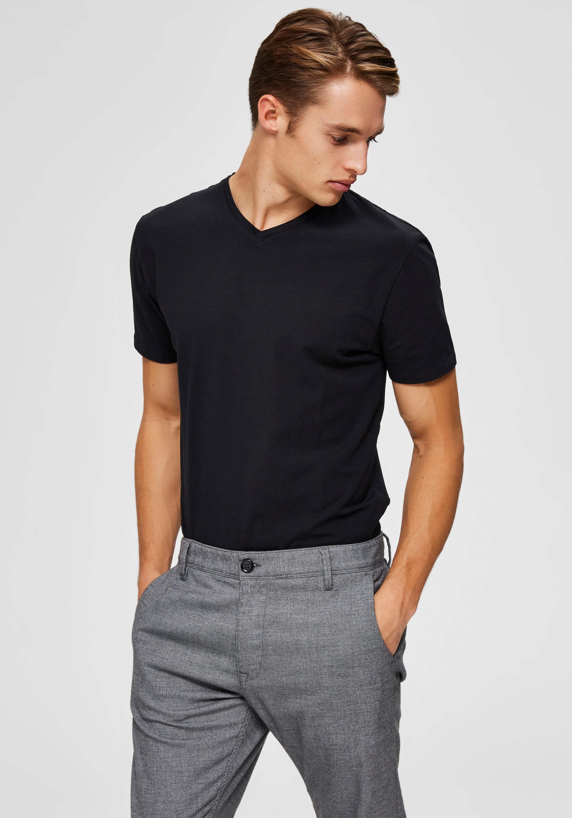 SELECTED HOMME V-Shirt »SLHNEWPIMA SS V-NECK TEE B NOOS«