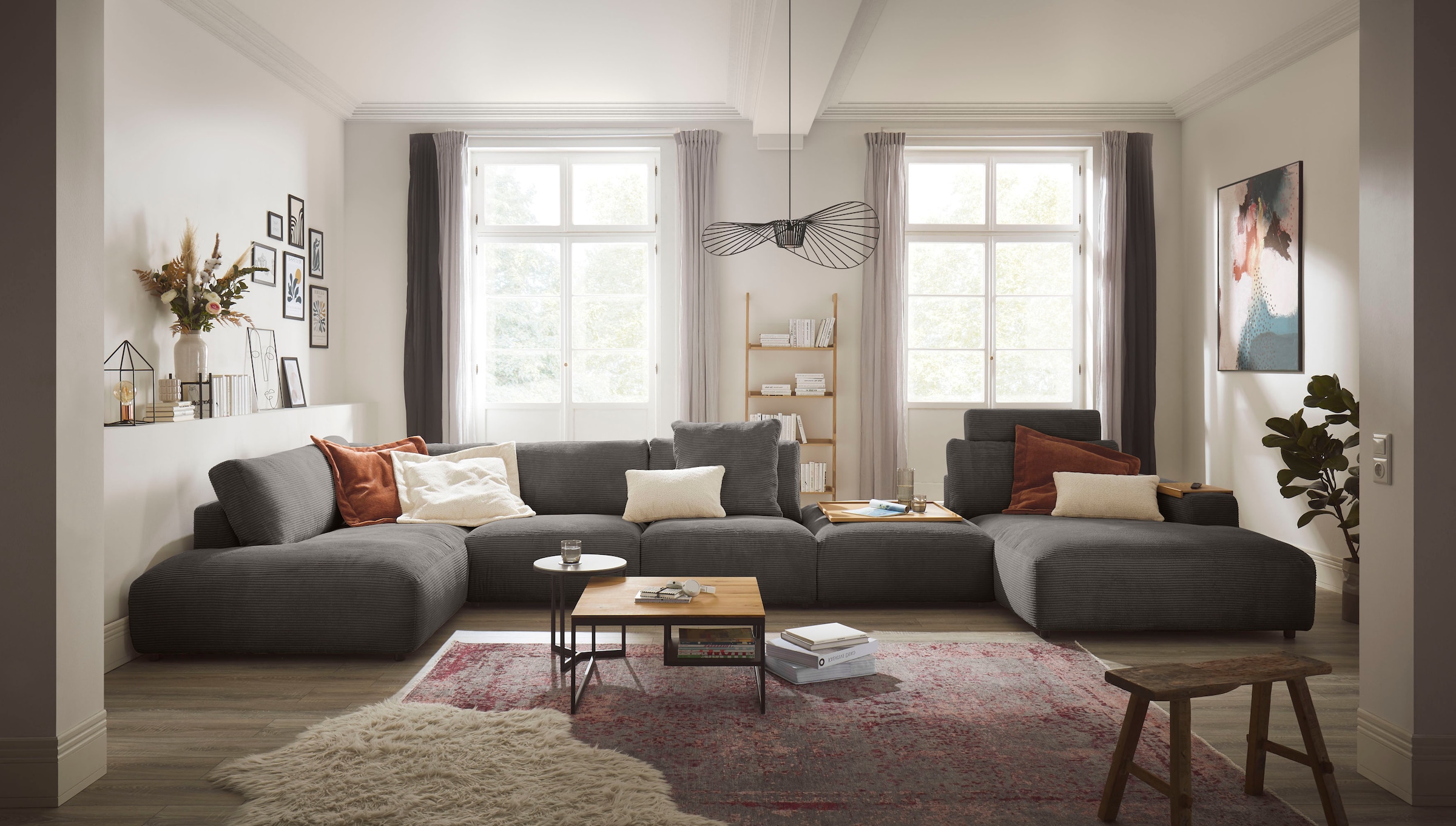 Musterring Wohnlandschaft »Lucia U-Form«, Cord-Bezug, inklusive Kopfstütze, Gesamtbreite 524 cm