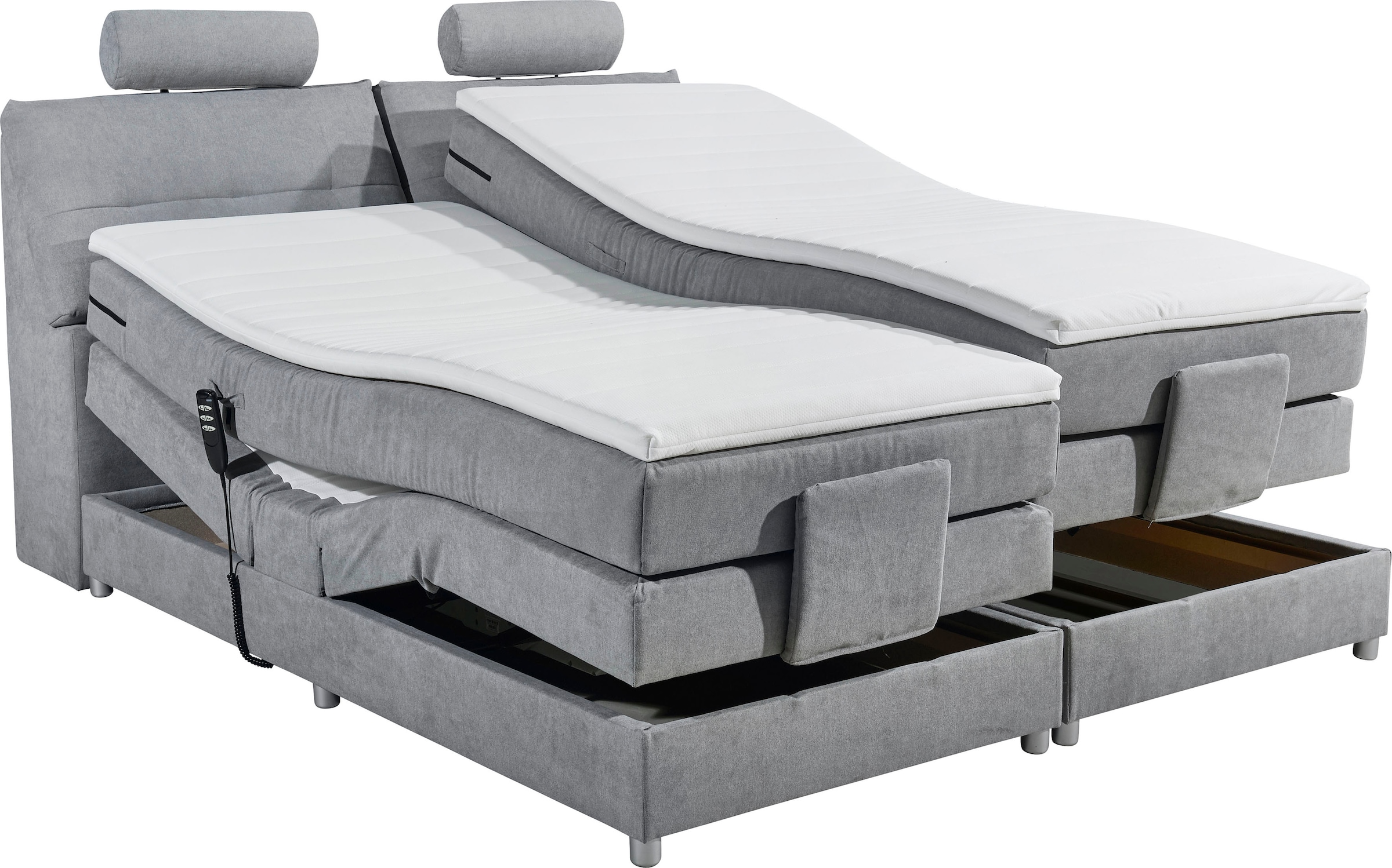 4. Bild von ED EXCITING DESIGN Boxspringbett »Palermo«, inkl. Motor, Topper, Kopfstütze und Stauraum im Kopfteil