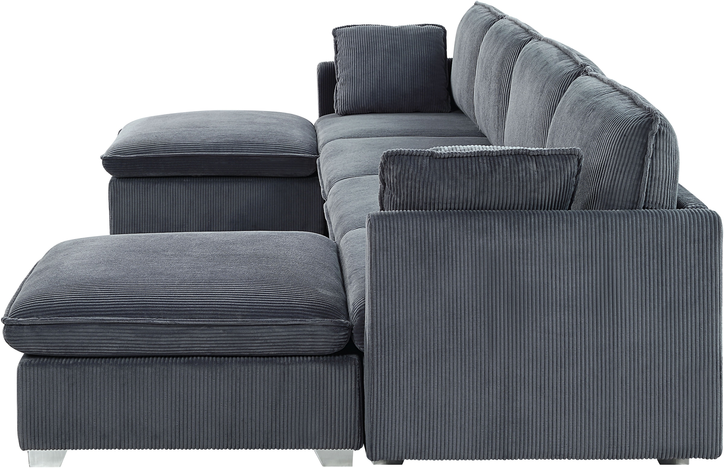 ATLANTIC home collection Wohnlandschaft, modularer 4-Sitzer mit 2 Hockern, weicher Cordbezug