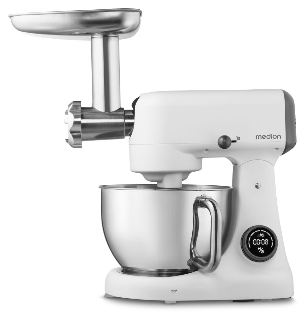 Medion® Küchenmaschine »MD 12600, 8 Geschwindigkeitsstufen, Impulsfunktion, DC-Motor, 4,6 L«, Mit umfangreichem Zubehör-Set, Fleischwolf-Aufsatz, Gemüsereibe